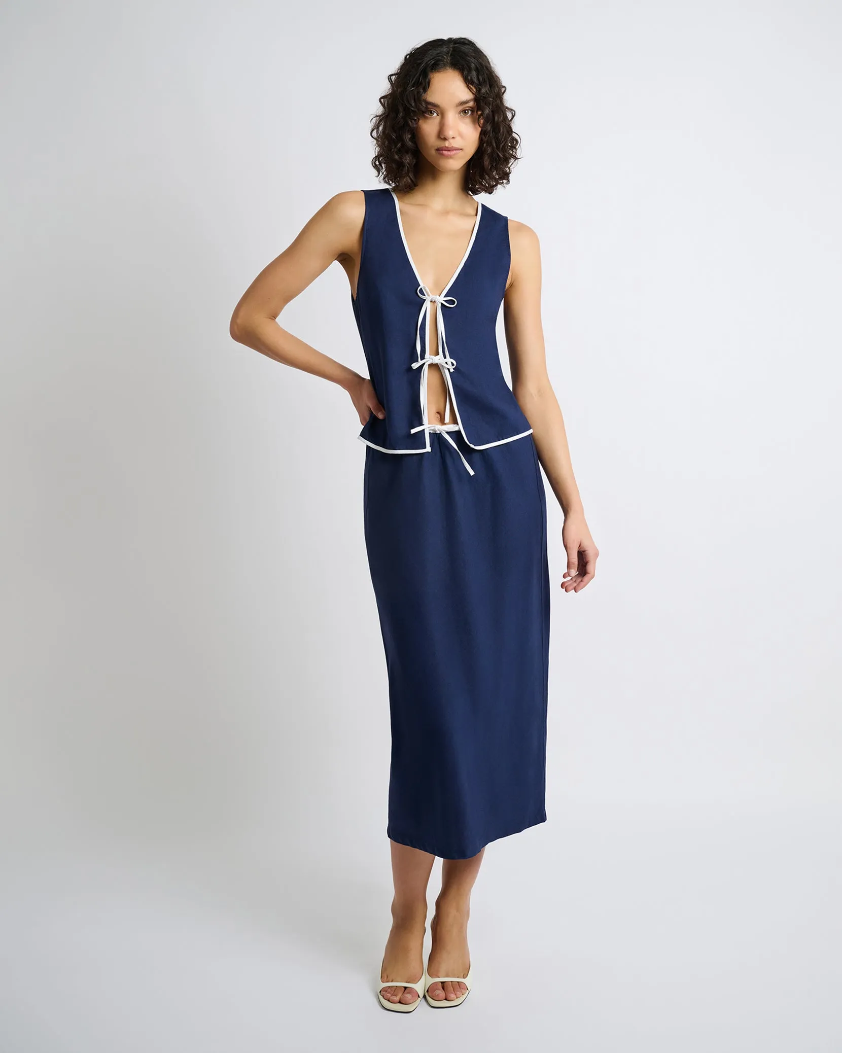 Air Linen Tie Front Tank sold by Onia product image thumbnail 3