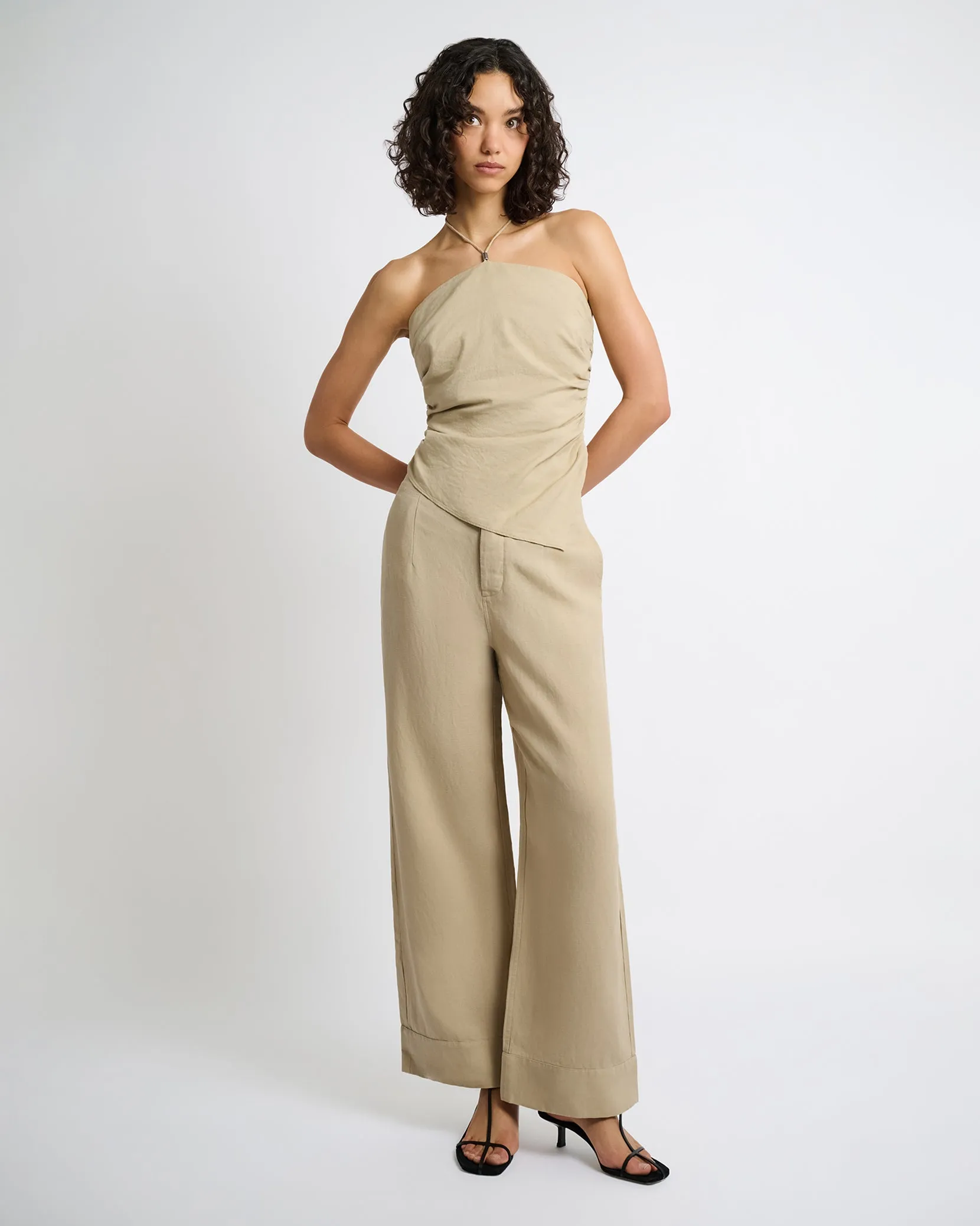 Air Linen Asymmetrical Halter Top sold by Onia product image thumbnail 3