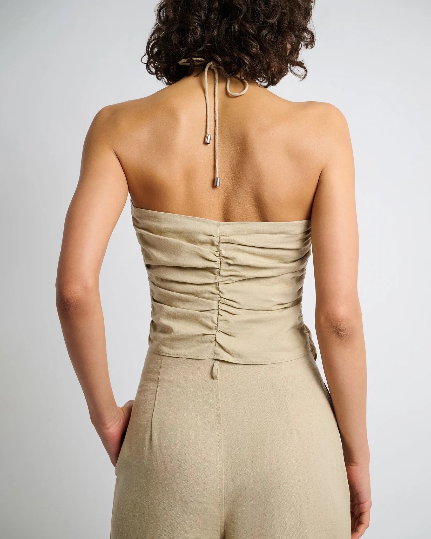 Air Linen Asymmetrical Halter Top sold by Onia product image thumbnail 5