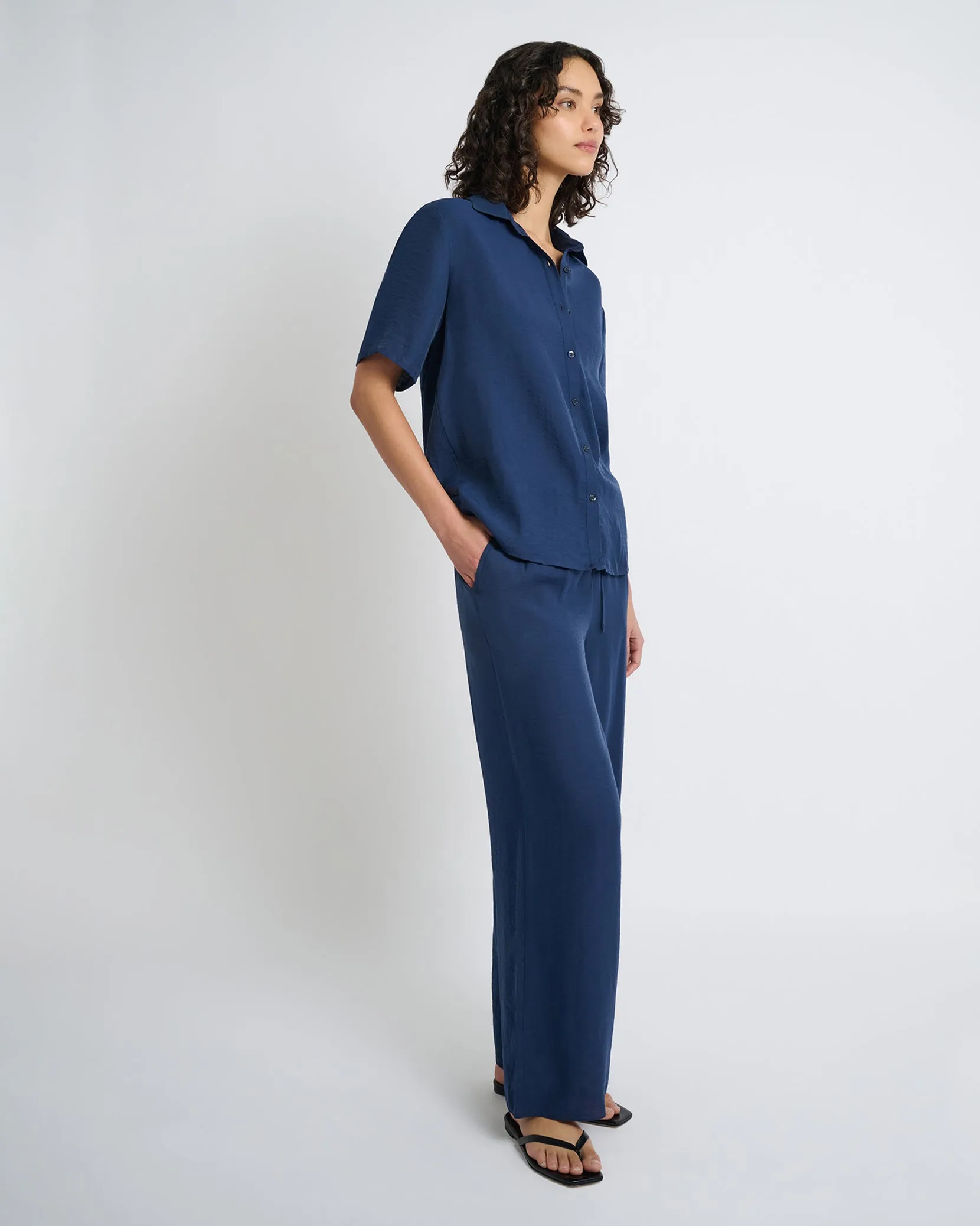 Crinkle Oversized Short Sleeve Button Up Shirt sold by Onia product image thumbnail 4