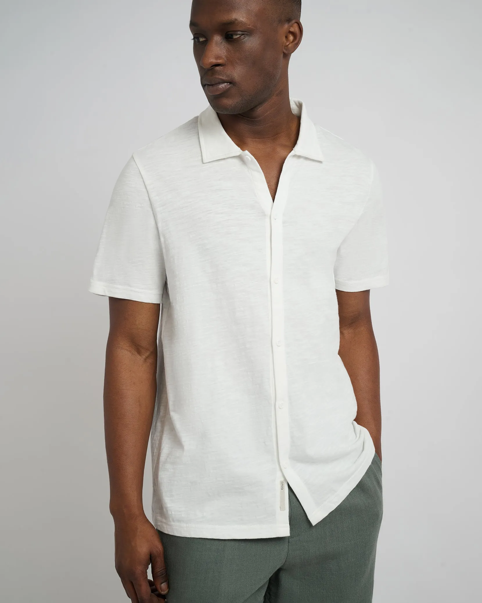 Slub Short Sleeve Button-up Shirt sold by Onia