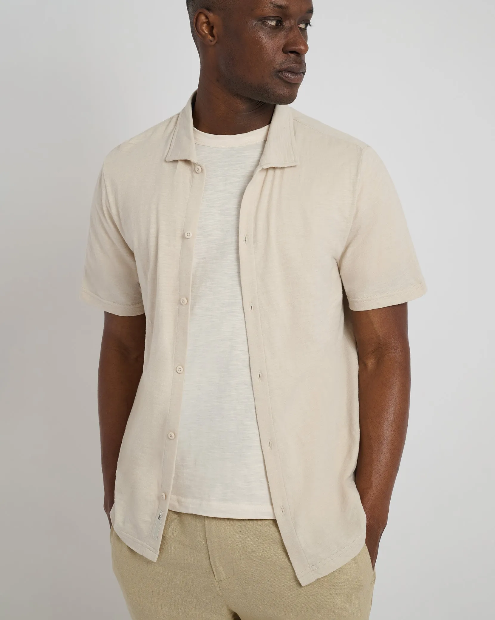 Slub Short Sleeve Button-up Shirt sold by Onia