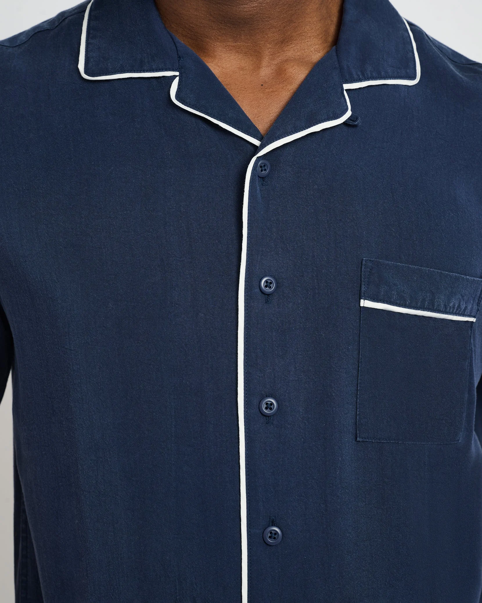 Piped Tencel Convertible Vacation Shirt sold by Onia product image thumbnail 4