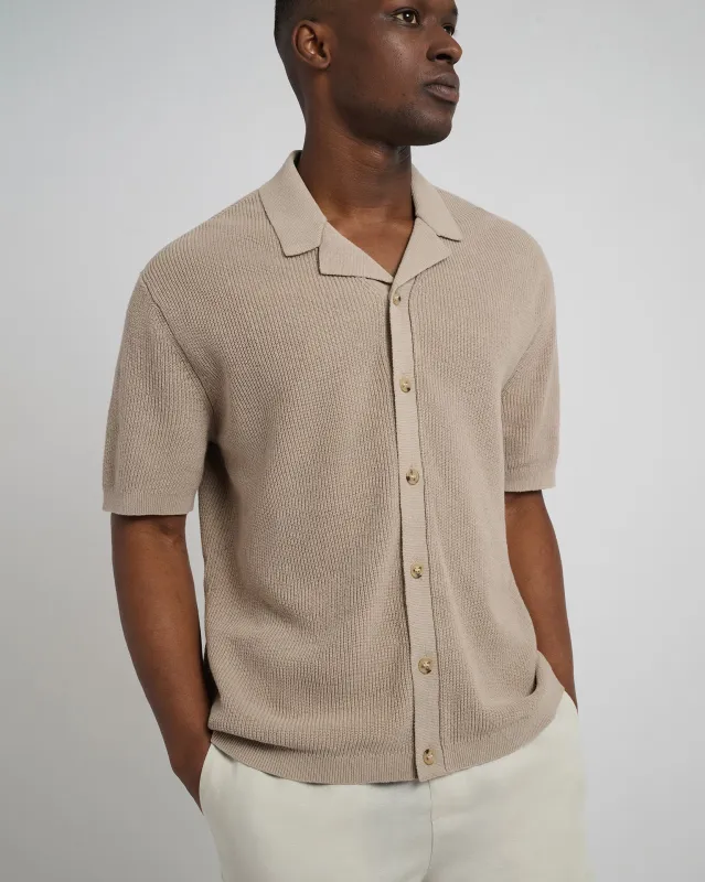 Cotton Linen Knit Camp Shirt sold by Onia