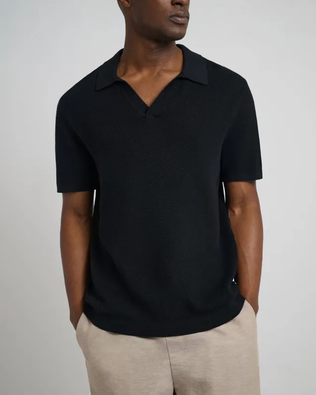 Cotton Textured Johnny Collar Polo sold by Onia