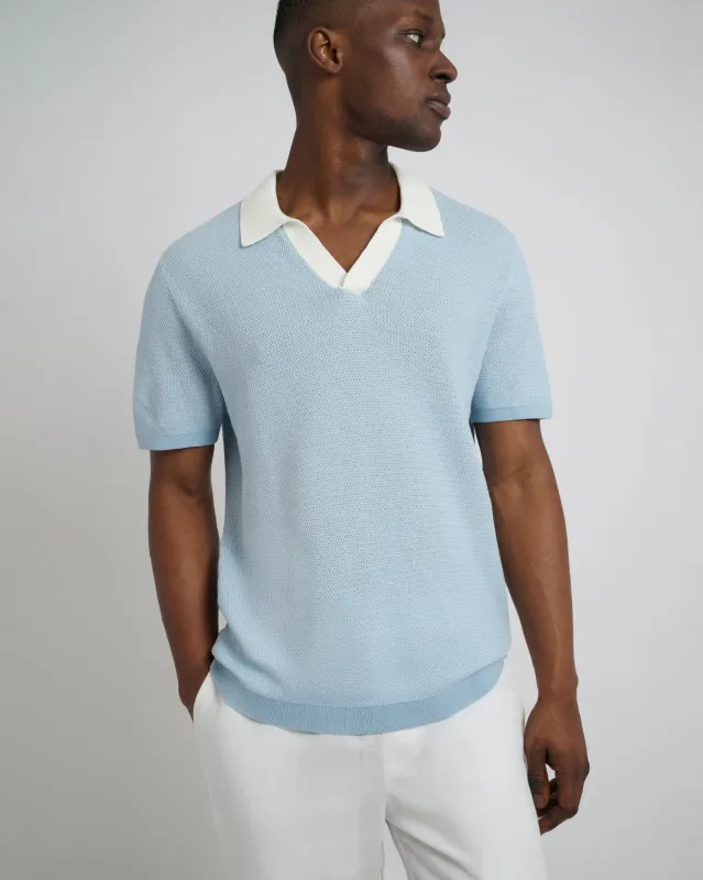 Cotton Textured Johnny Collar Polo sold by Onia