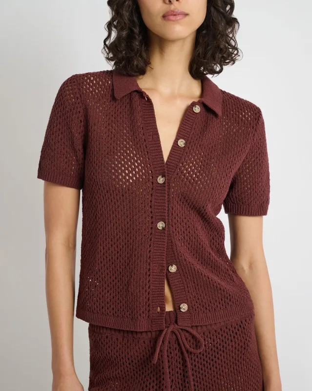 Crochet Knit Button Up Shirt sold by Onia