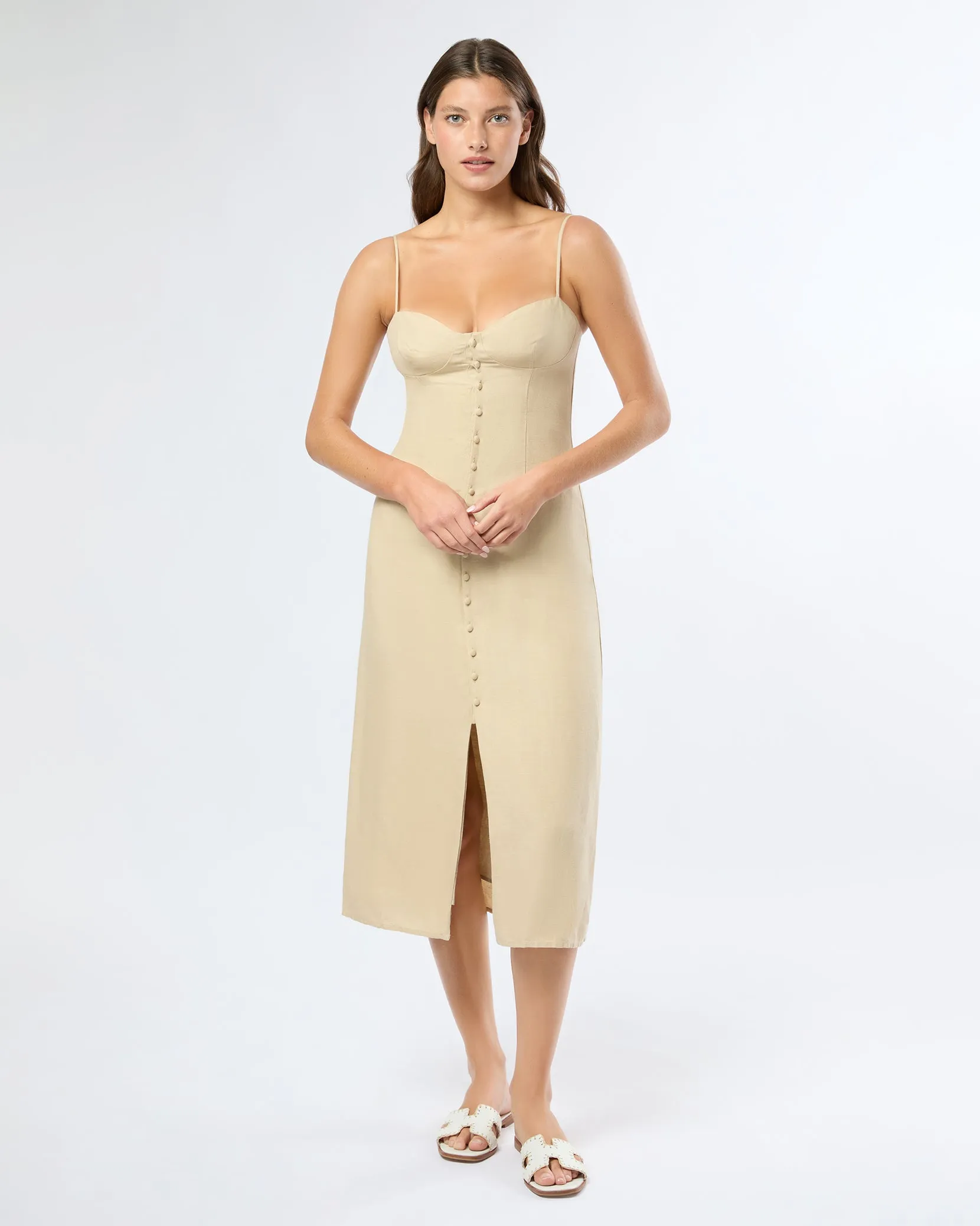Air Linen Corset Midi Dress sold by Onia