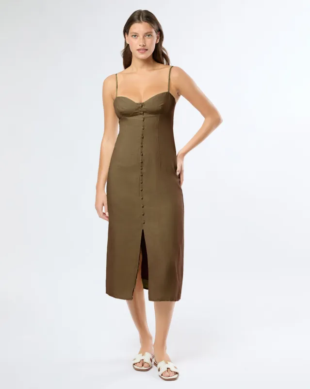 Air Linen Corset Midi Dress sold by Onia
