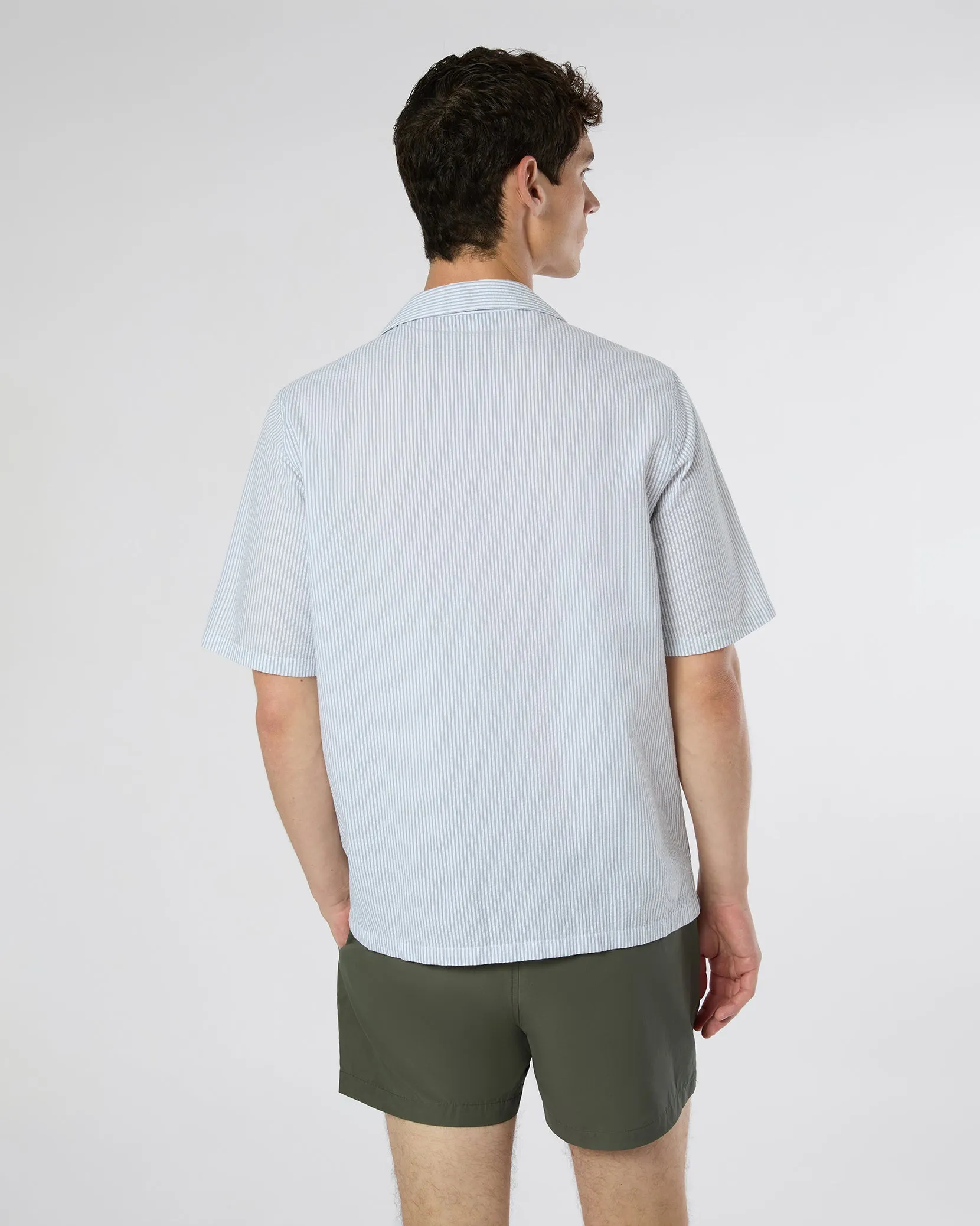 Poplin Seersucker Convertible Vacation Shirt sold by Onia product image thumbnail 5