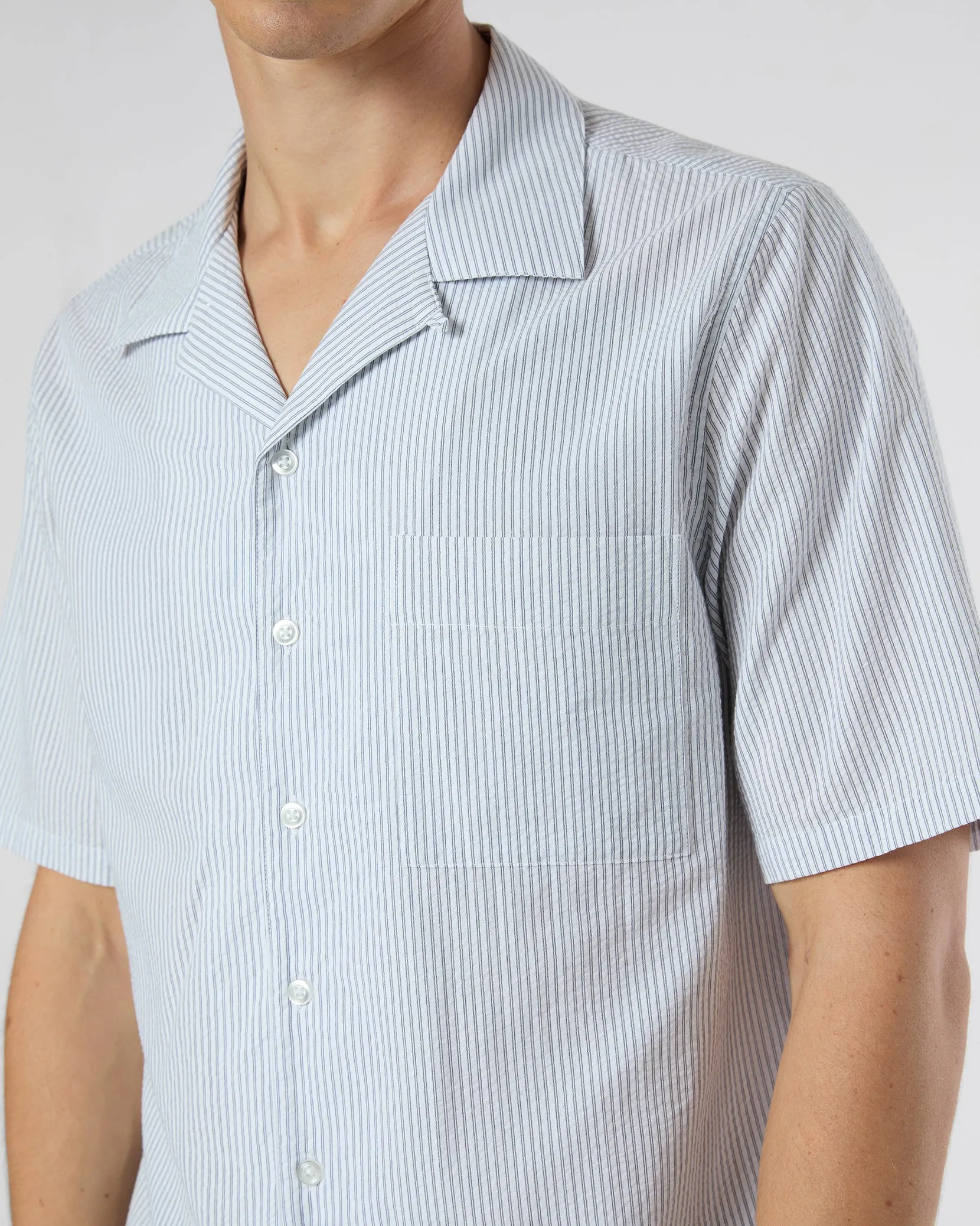 Poplin Seersucker Convertible Vacation Shirt sold by Onia product image thumbnail 4