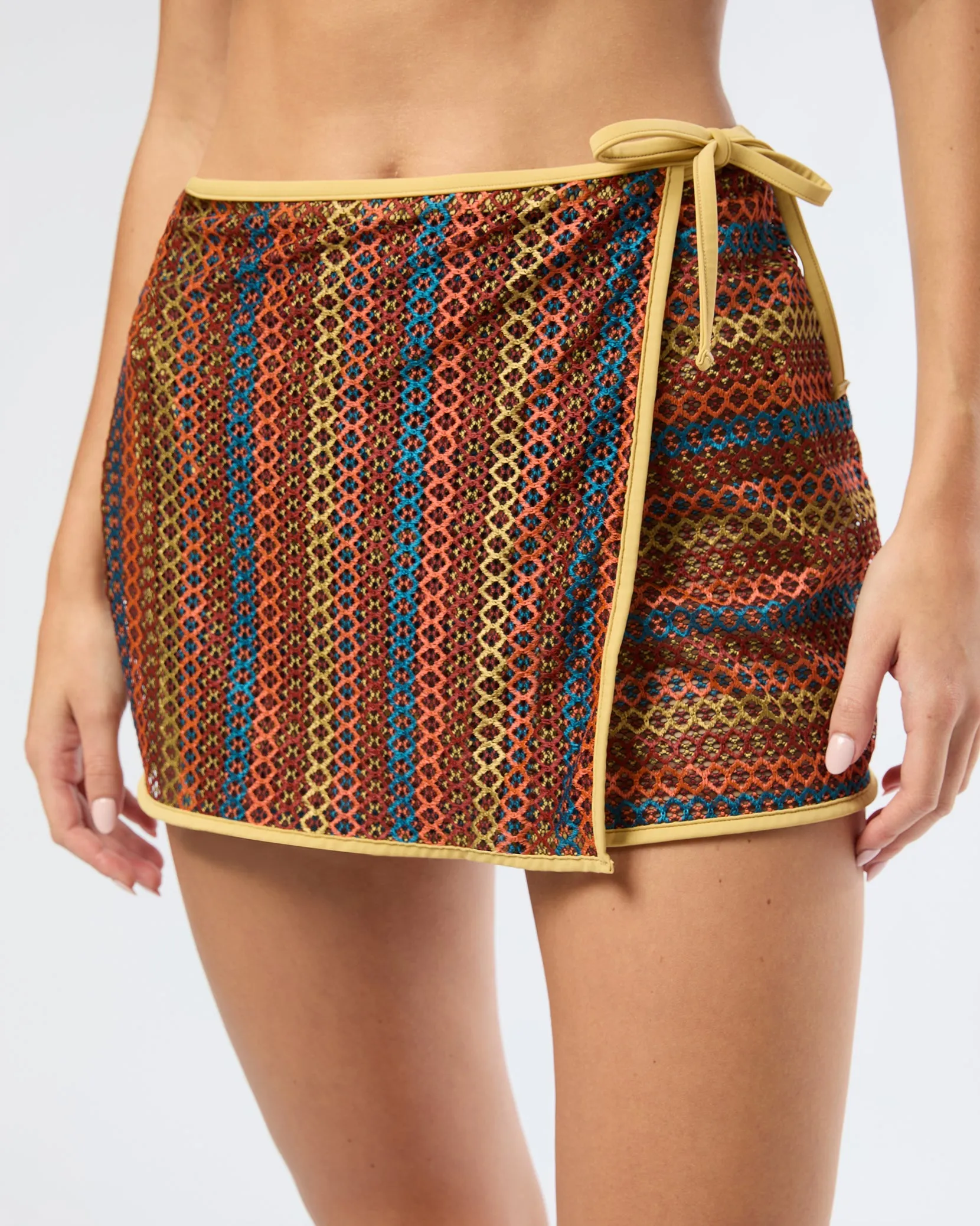 Crochet Mesh Mini Wrap Skirt sold by Onia product image thumbnail 4