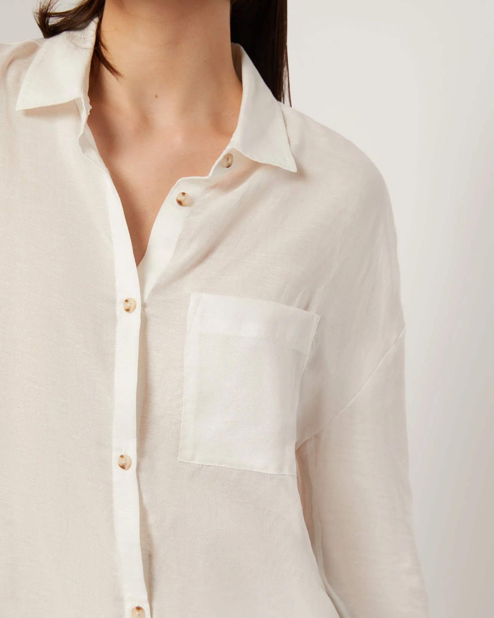 Air Linen Boyfriend Shirt sold by Onia product image thumbnail 4