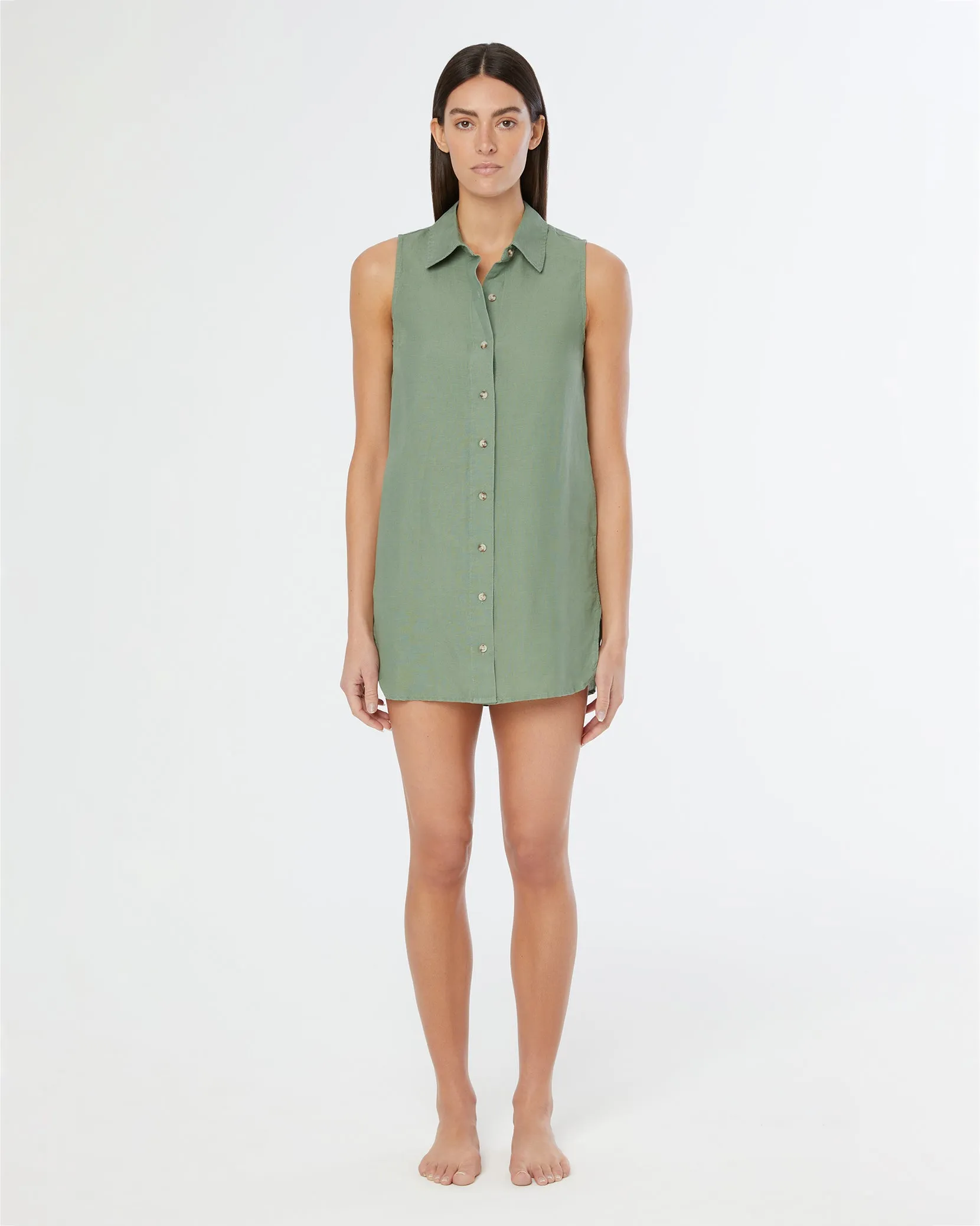 Air Linen Sleeveless Shirtdress sold by Onia