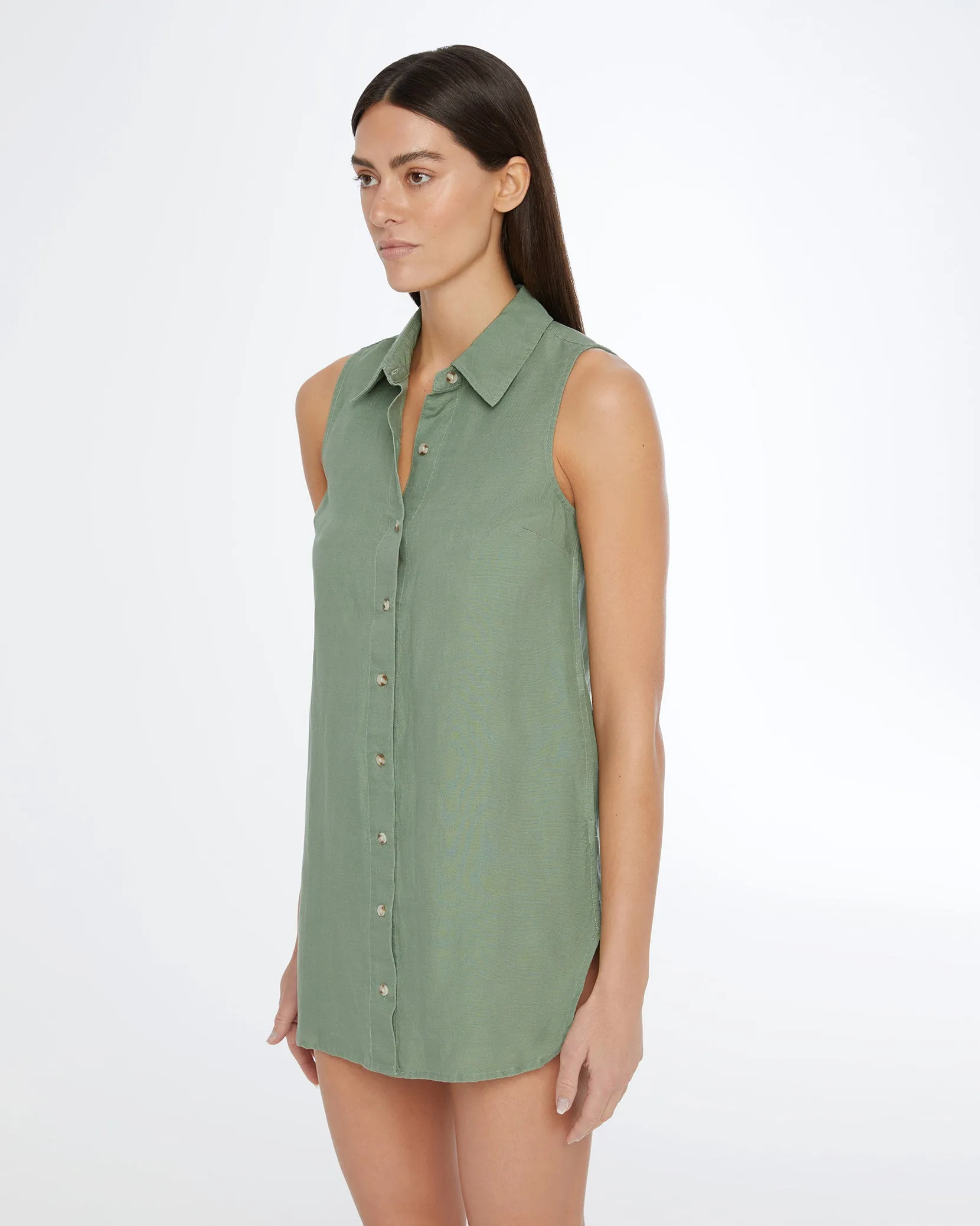 Air Linen Sleeveless Shirtdress sold by Onia product image thumbnail 3