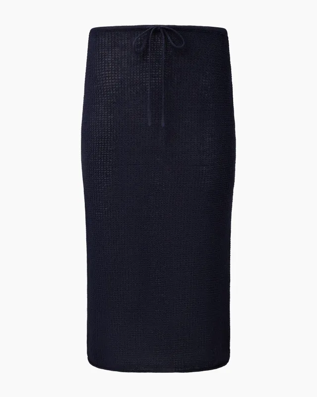 Linen Knit Low Rise Midi Skirt sold by Onia