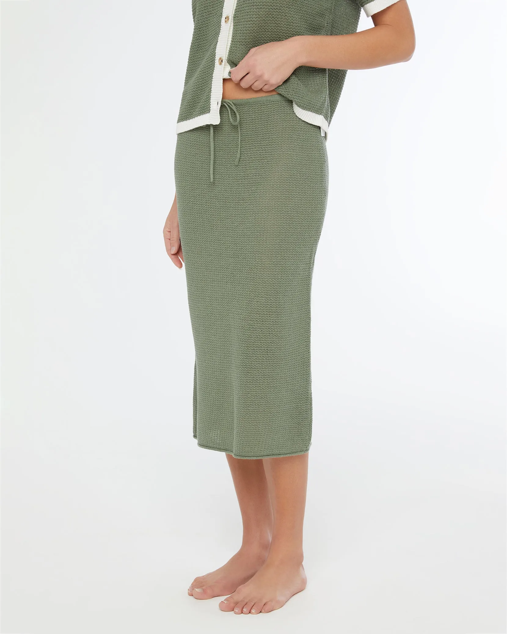Linen Knit Low Rise Midi Skirt sold by Onia product image thumbnail 3