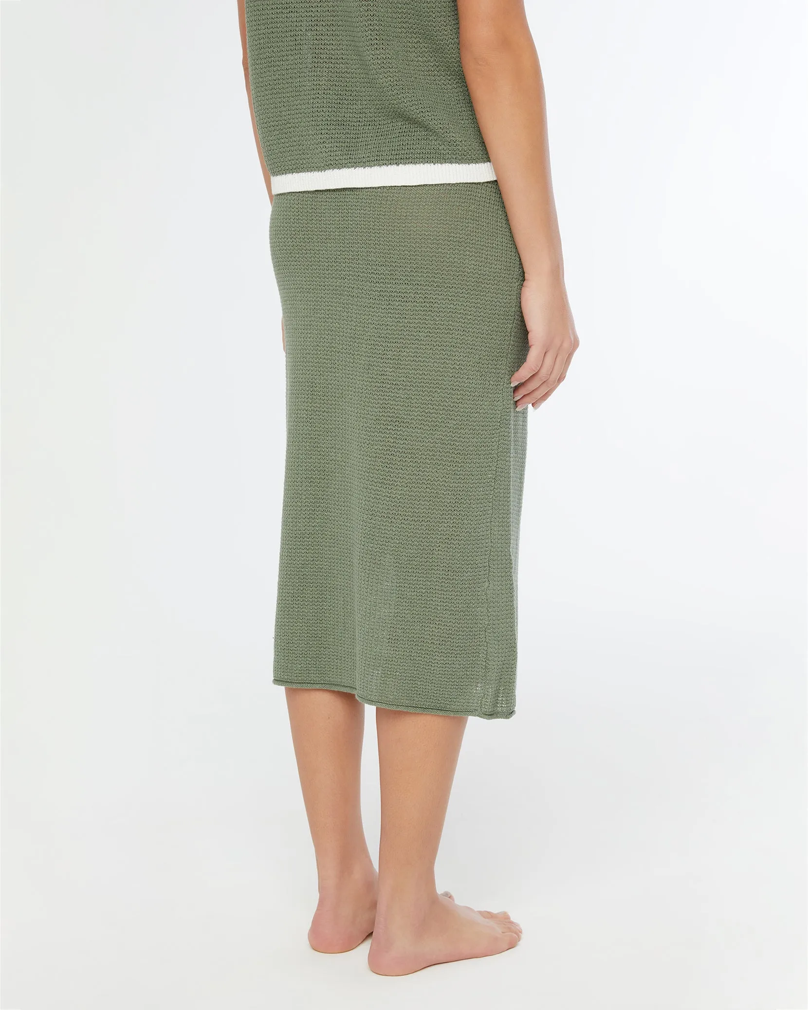 Linen Knit Low Rise Midi Skirt sold by Onia product image thumbnail 4