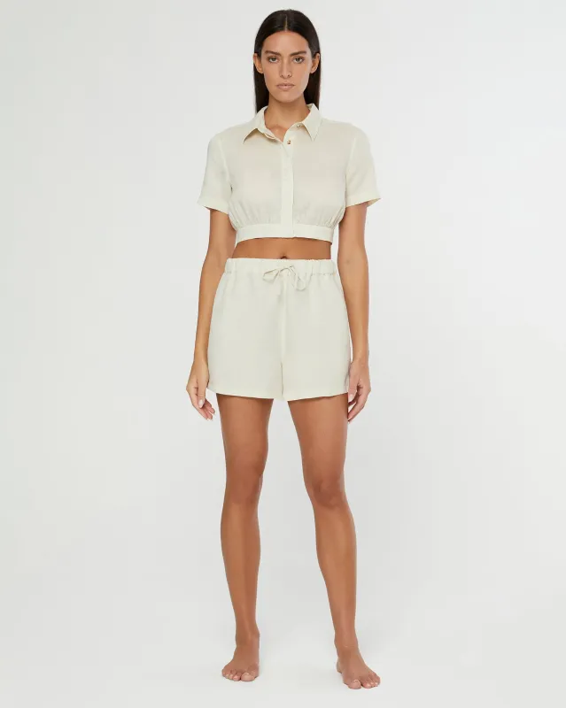 Air Linen Elastic Drawstring Short sold by Onia