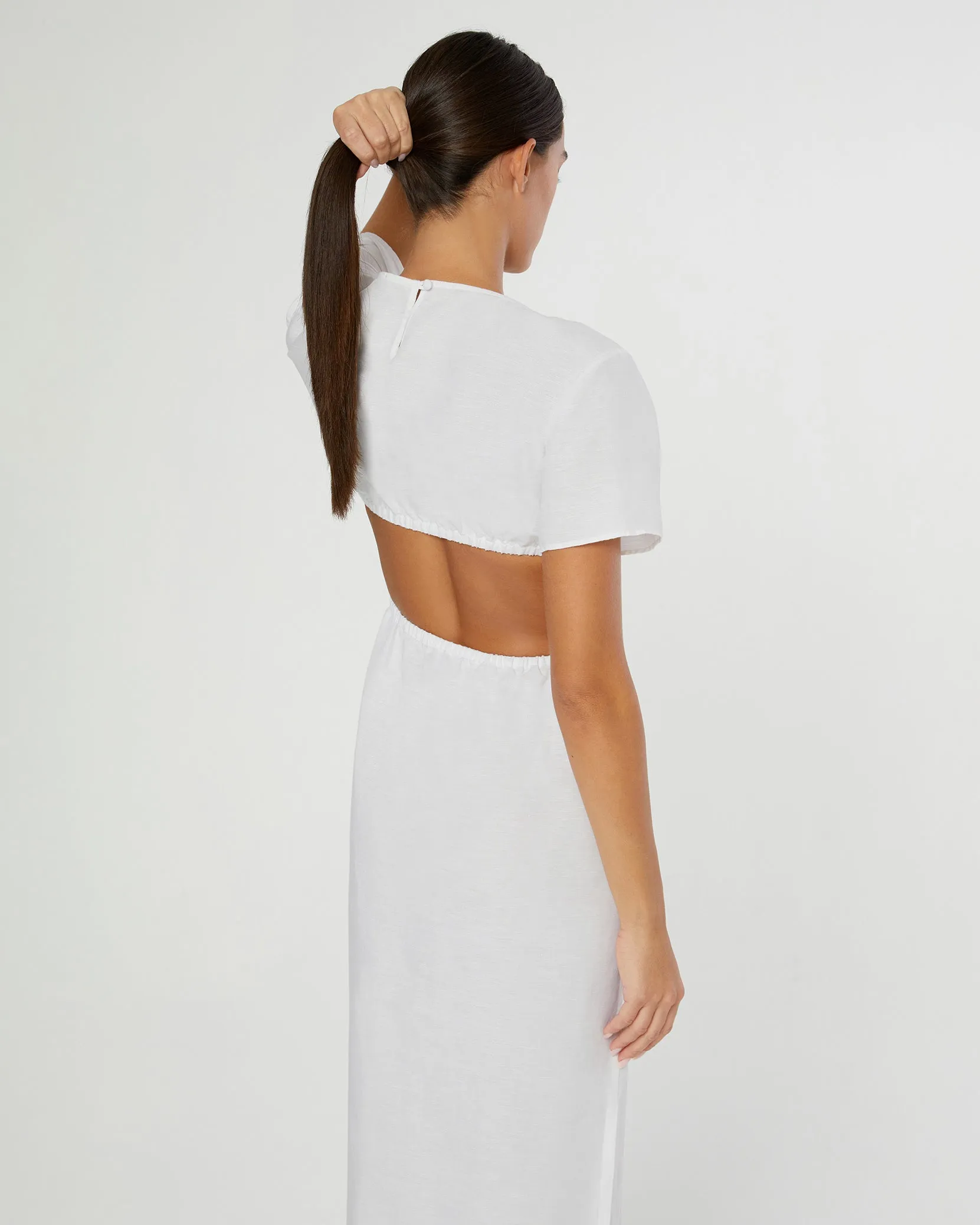 Air Linen Boatneck Cutout Maxi Dress sold by Onia product image thumbnail 4