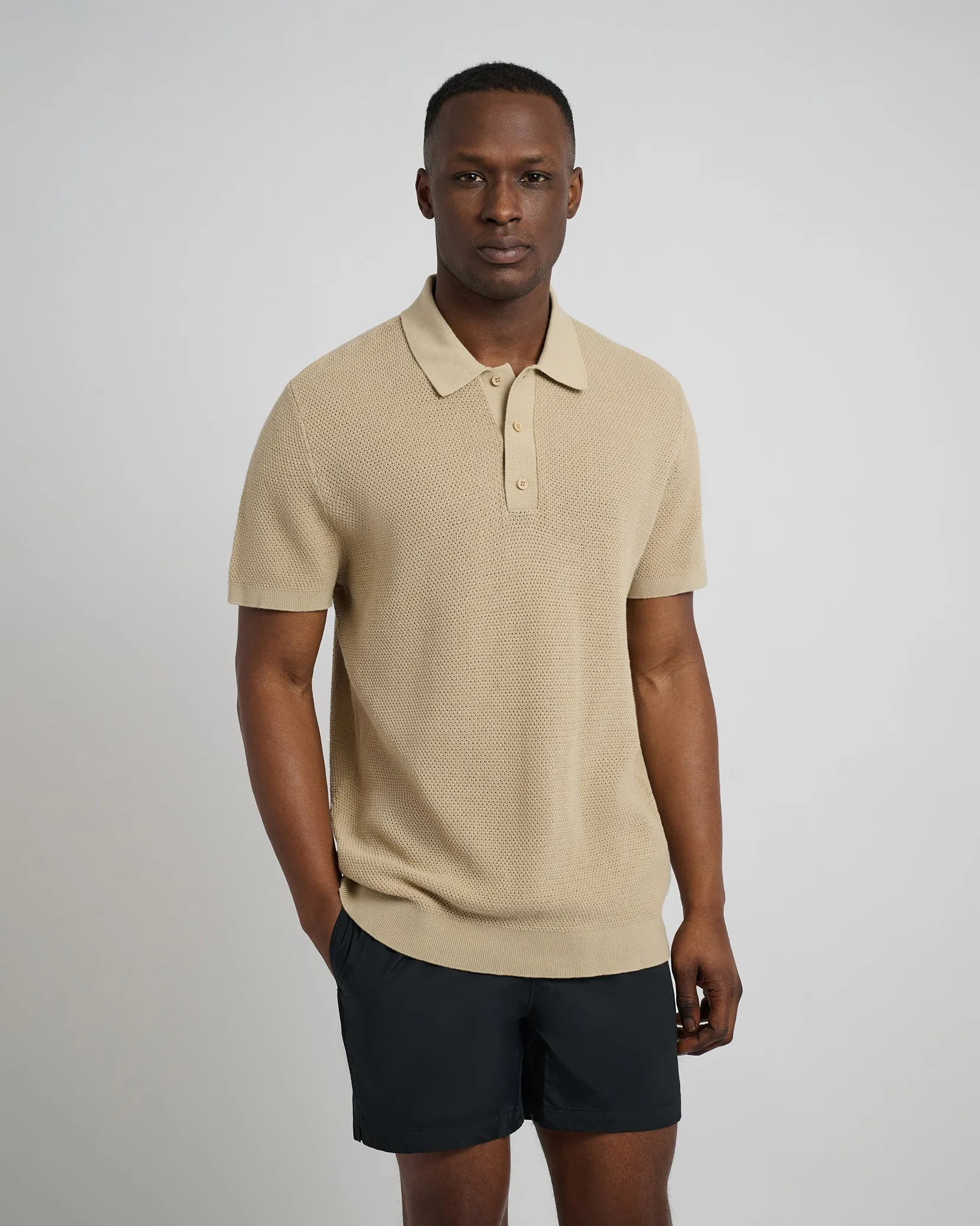Cotton Textured Knit Polo sold by Onia