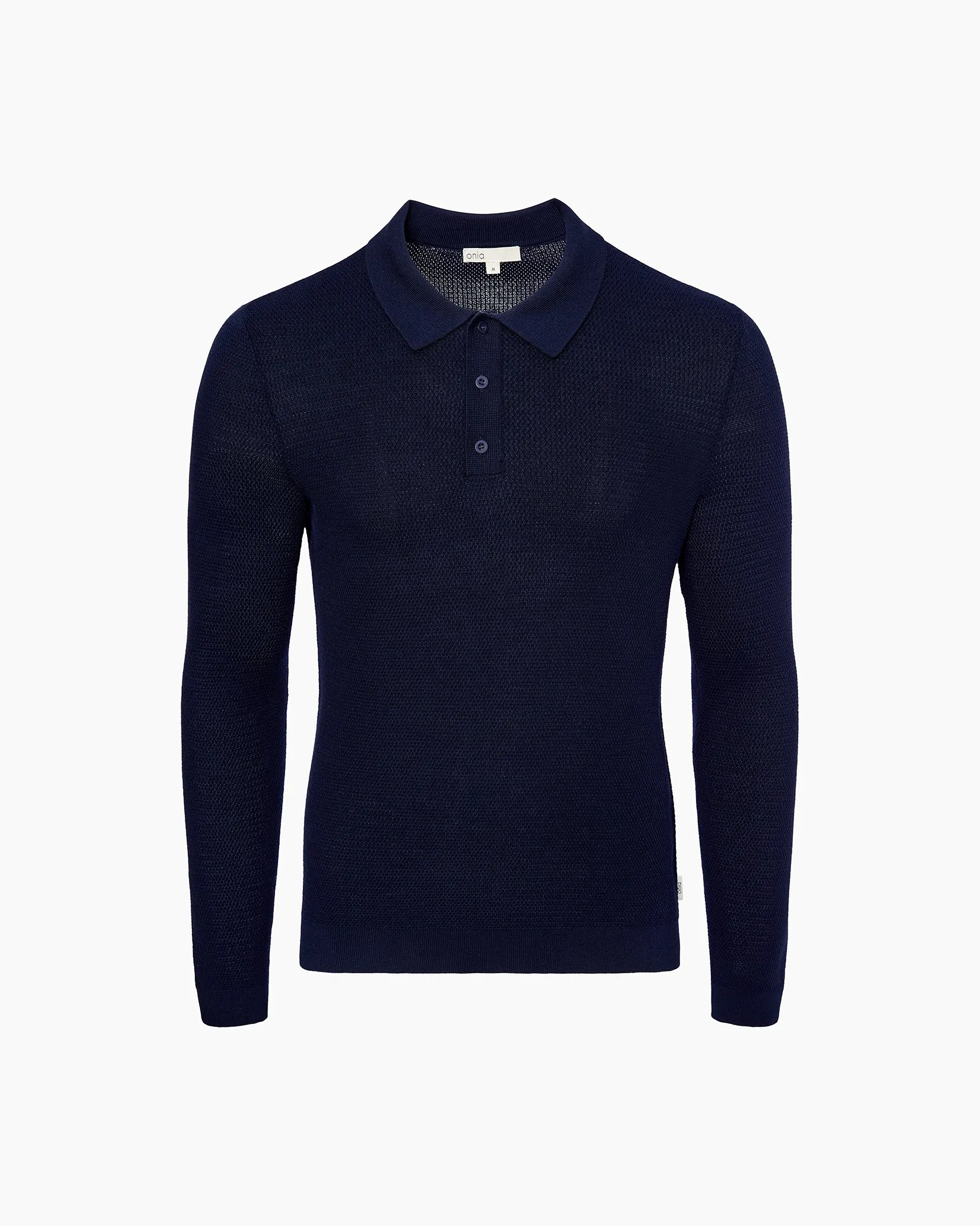 Cotton Textured Knit Long Sleeve Polo sold by Onia product image thumbnail 2