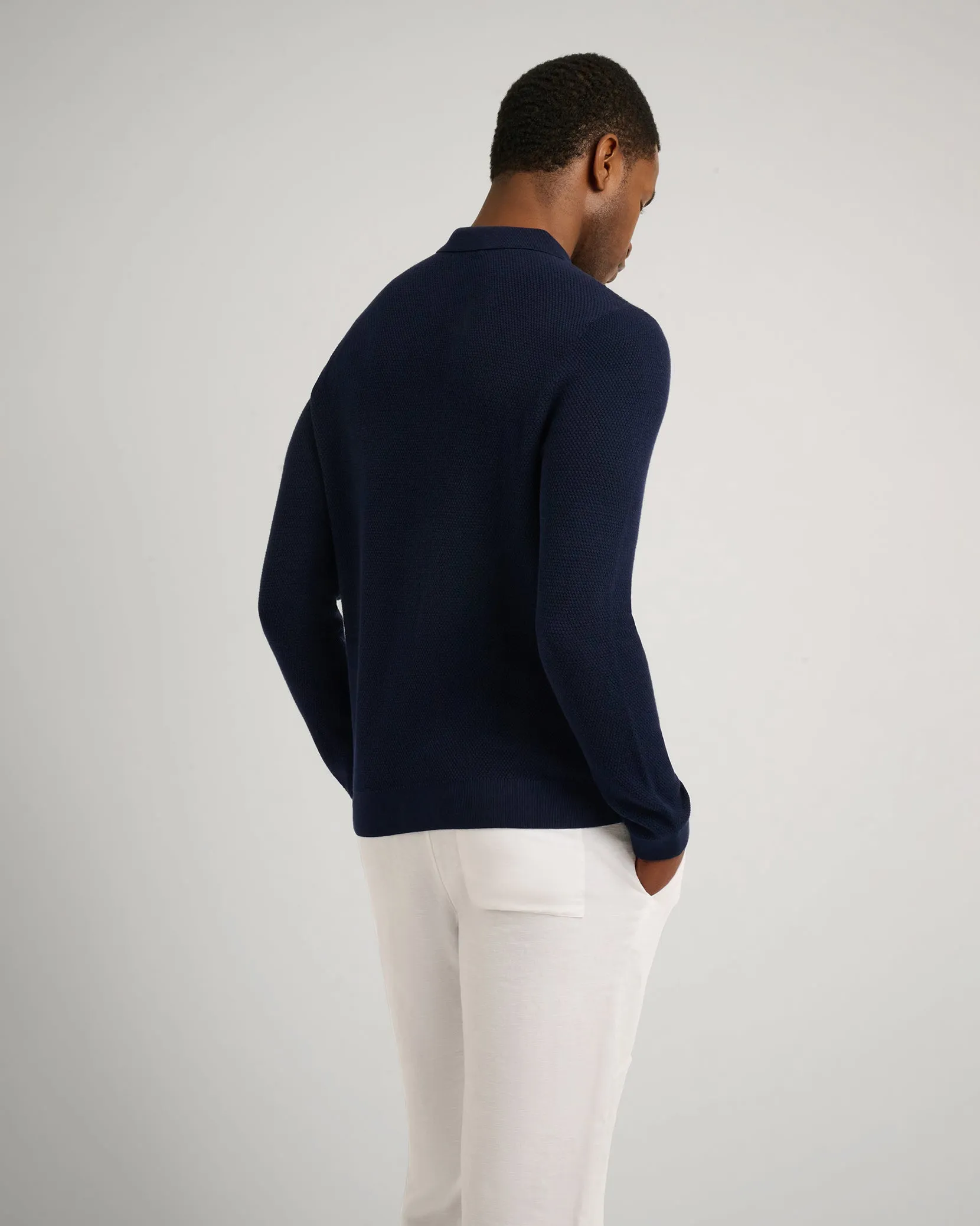 Cotton Textured Knit Long Sleeve Polo sold by Onia product image thumbnail 5