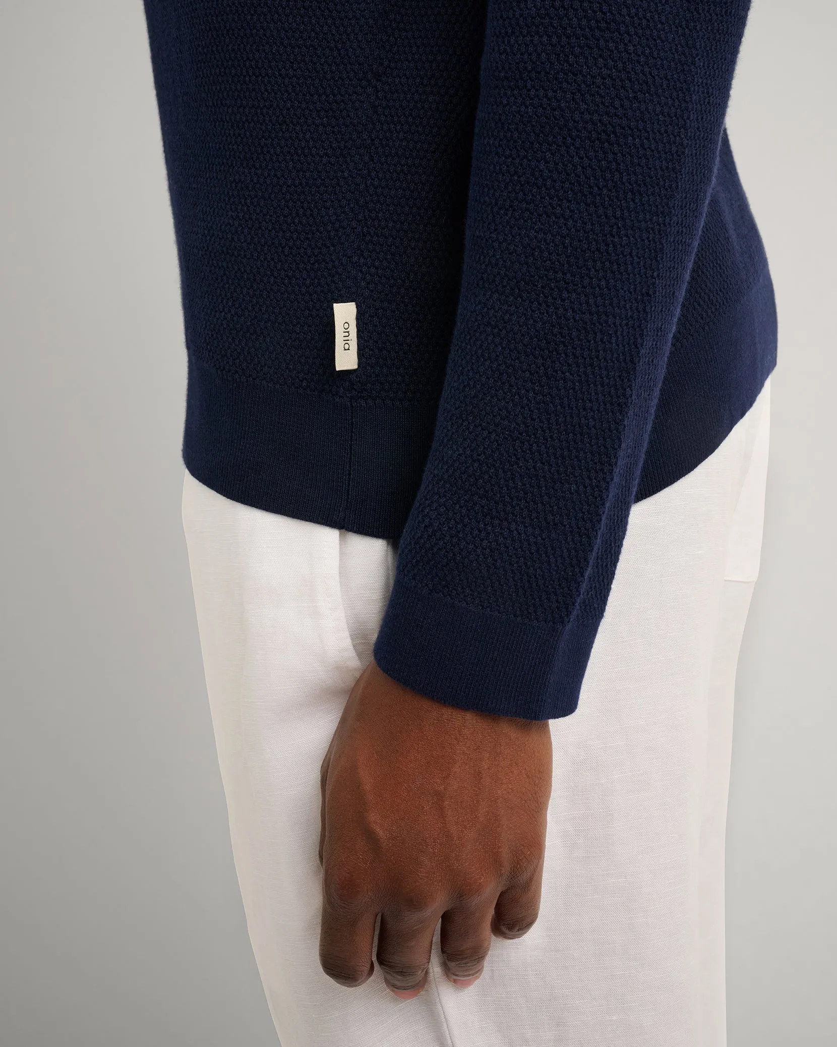 Cotton Textured Knit Long Sleeve Polo sold by Onia product image thumbnail 4