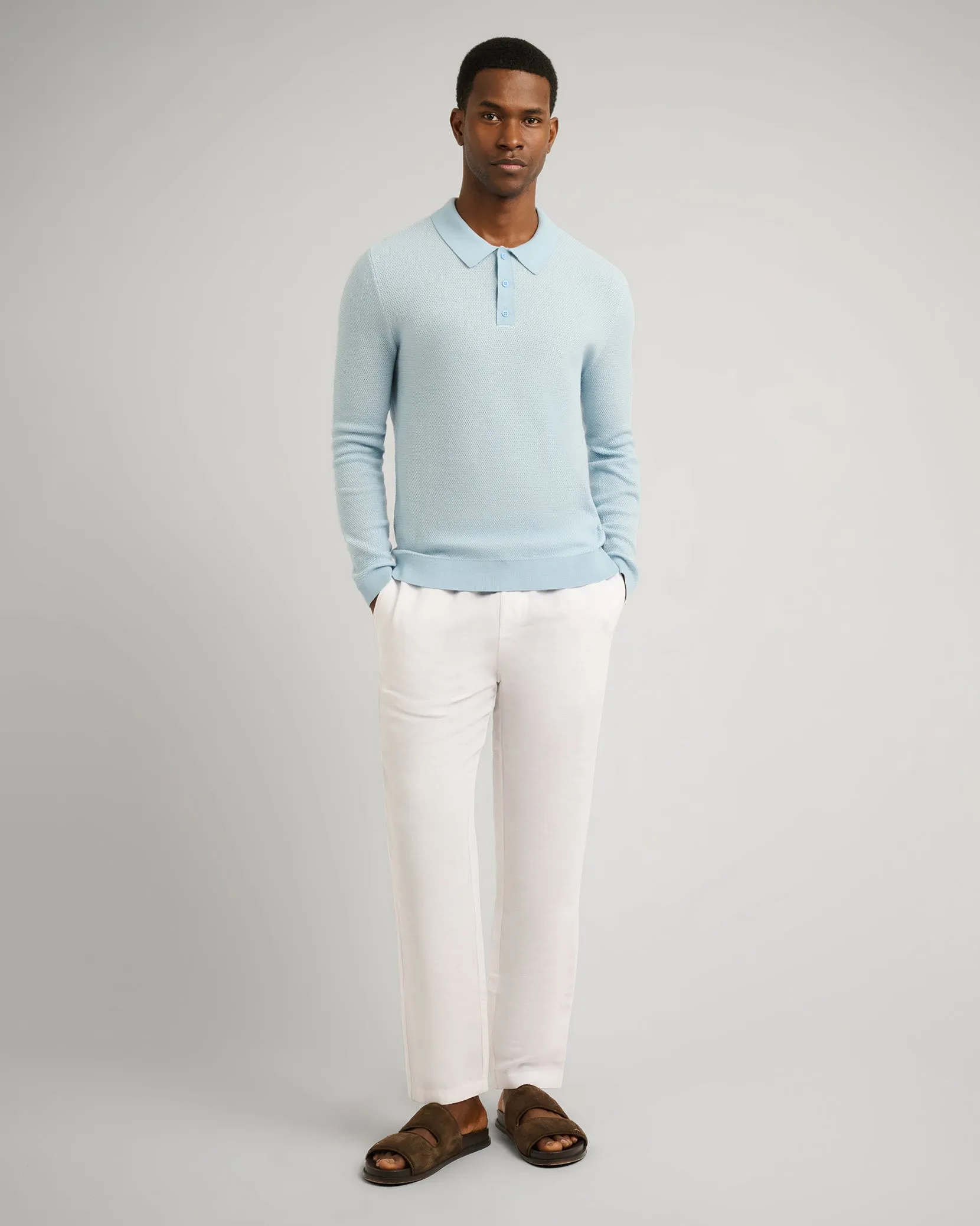 Cotton Textured Knit Long Sleeve Polo sold by Onia product image thumbnail 3