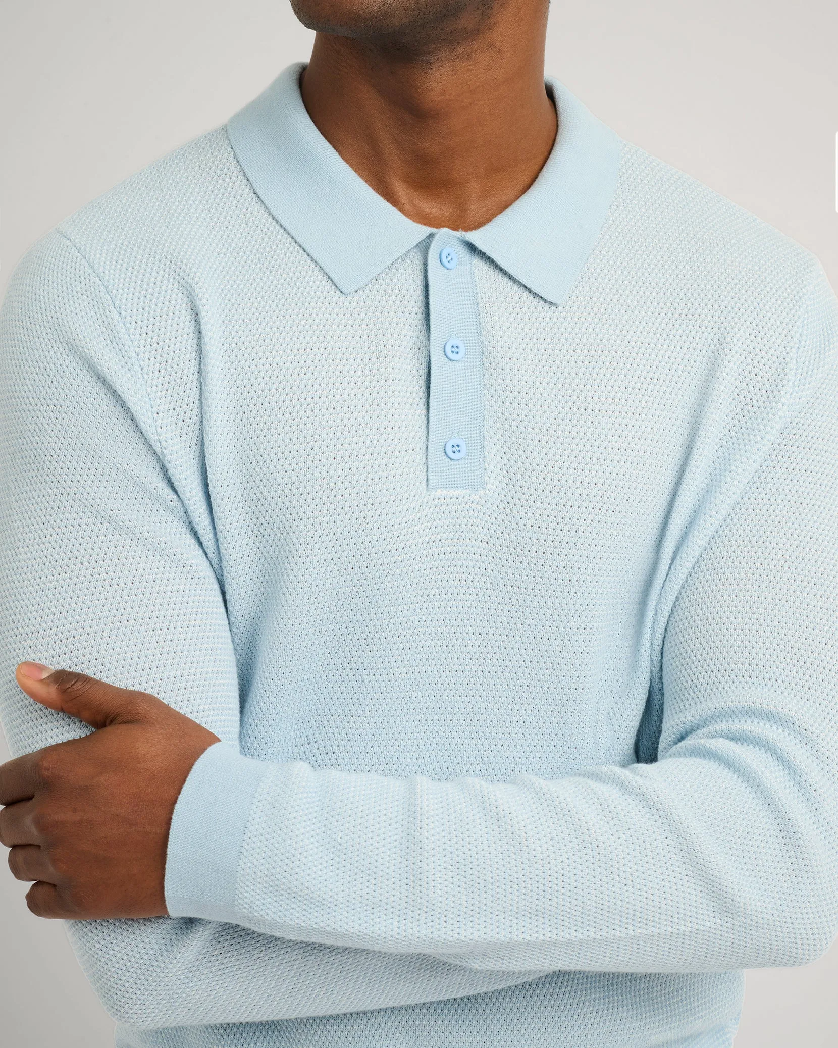 Cotton Textured Knit Long Sleeve Polo sold by Onia product image thumbnail 4