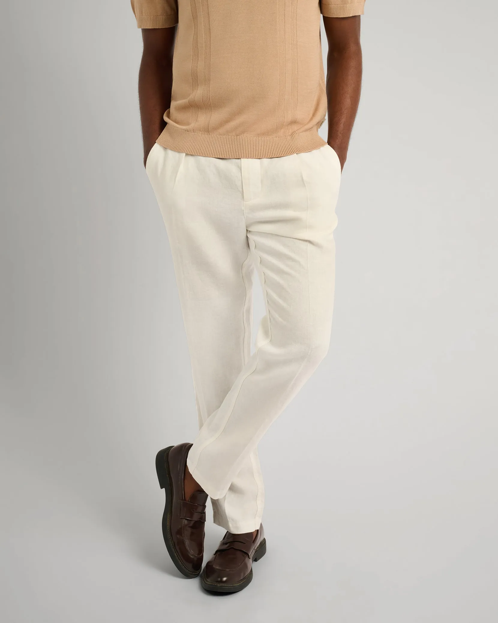 Linen Tapered Pleated Trouser sold by Onia