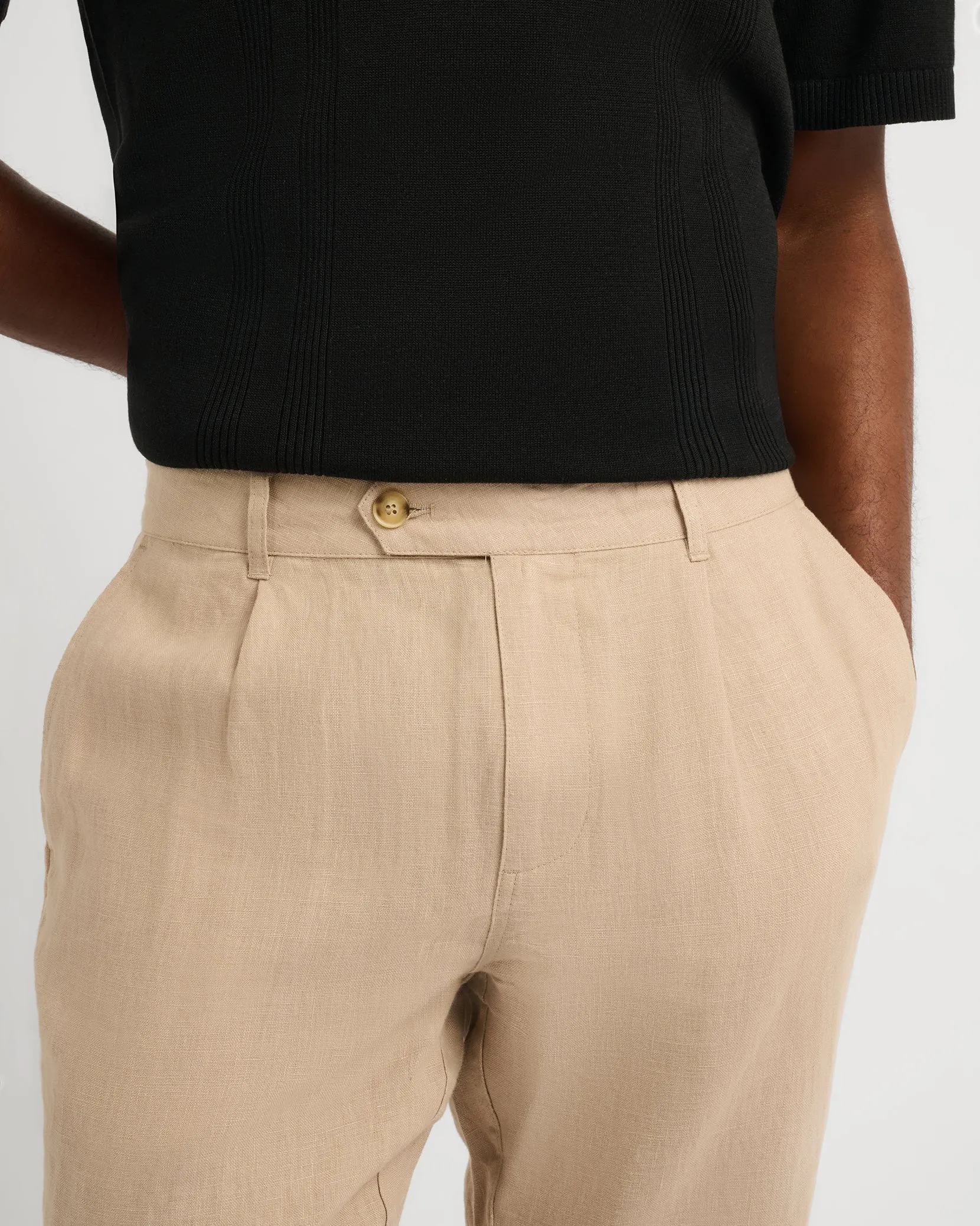 Linen Tapered Pleated Trouser sold by Onia product image thumbnail 4