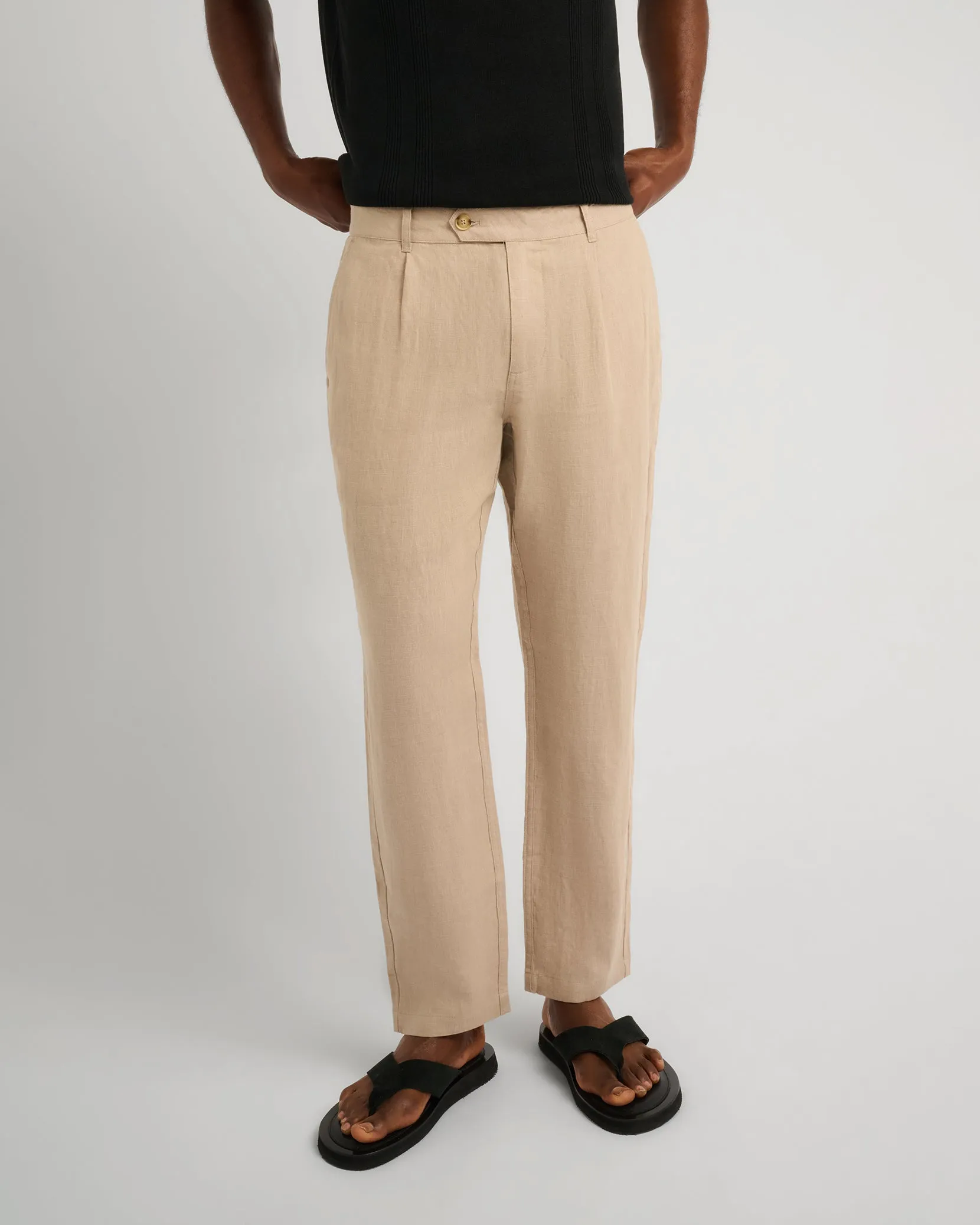 Linen Tapered Pleated Trouser sold by Onia