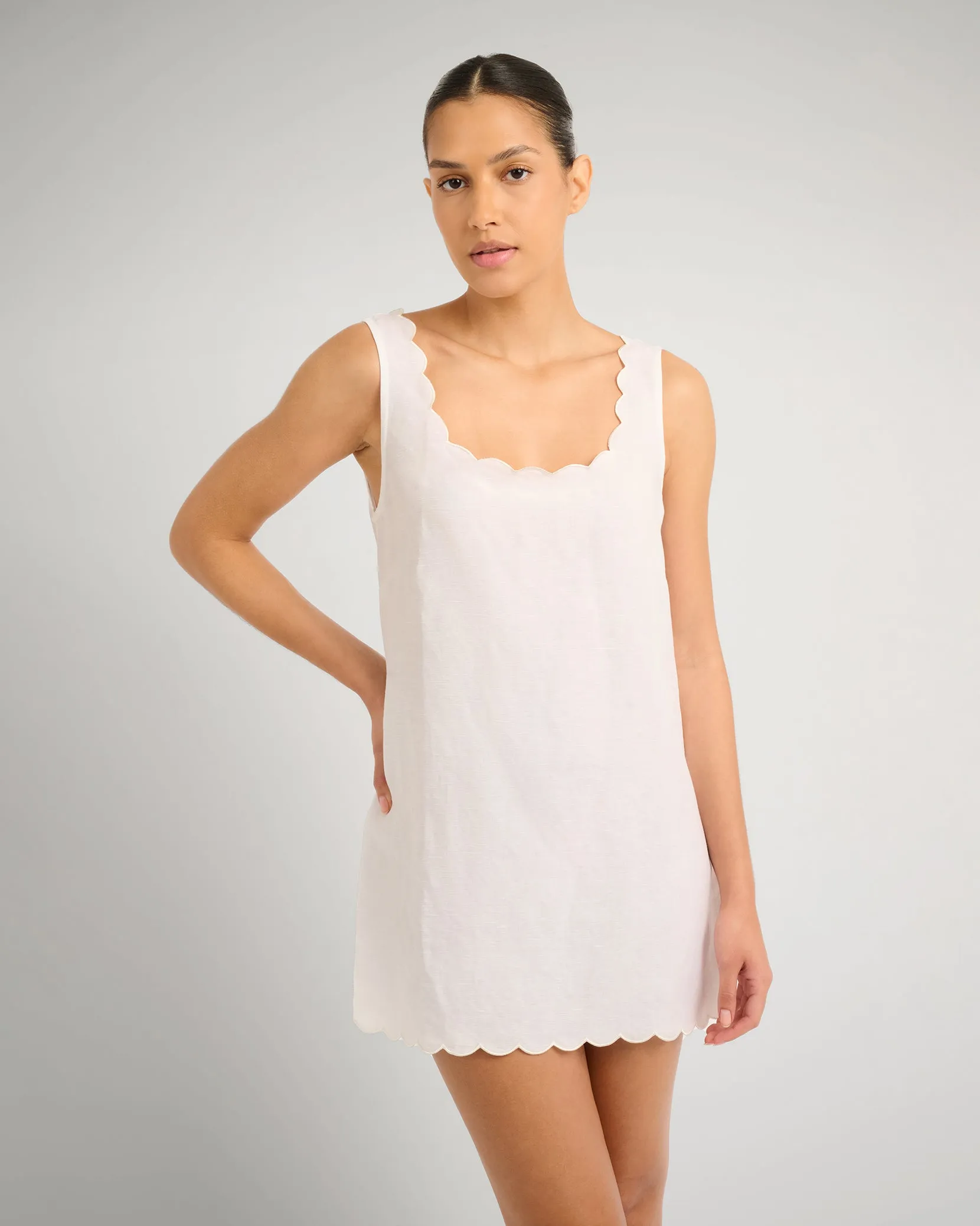 Air Linen Scallop Shift Dress sold by Onia product image thumbnail 3