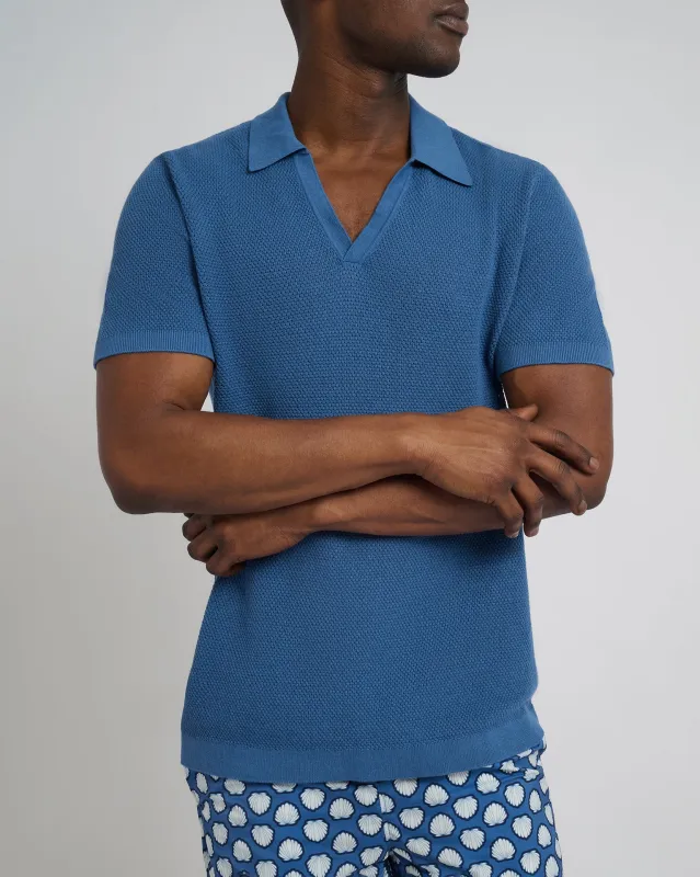 Cotton Textured Johnny Collar Polo sold by Onia