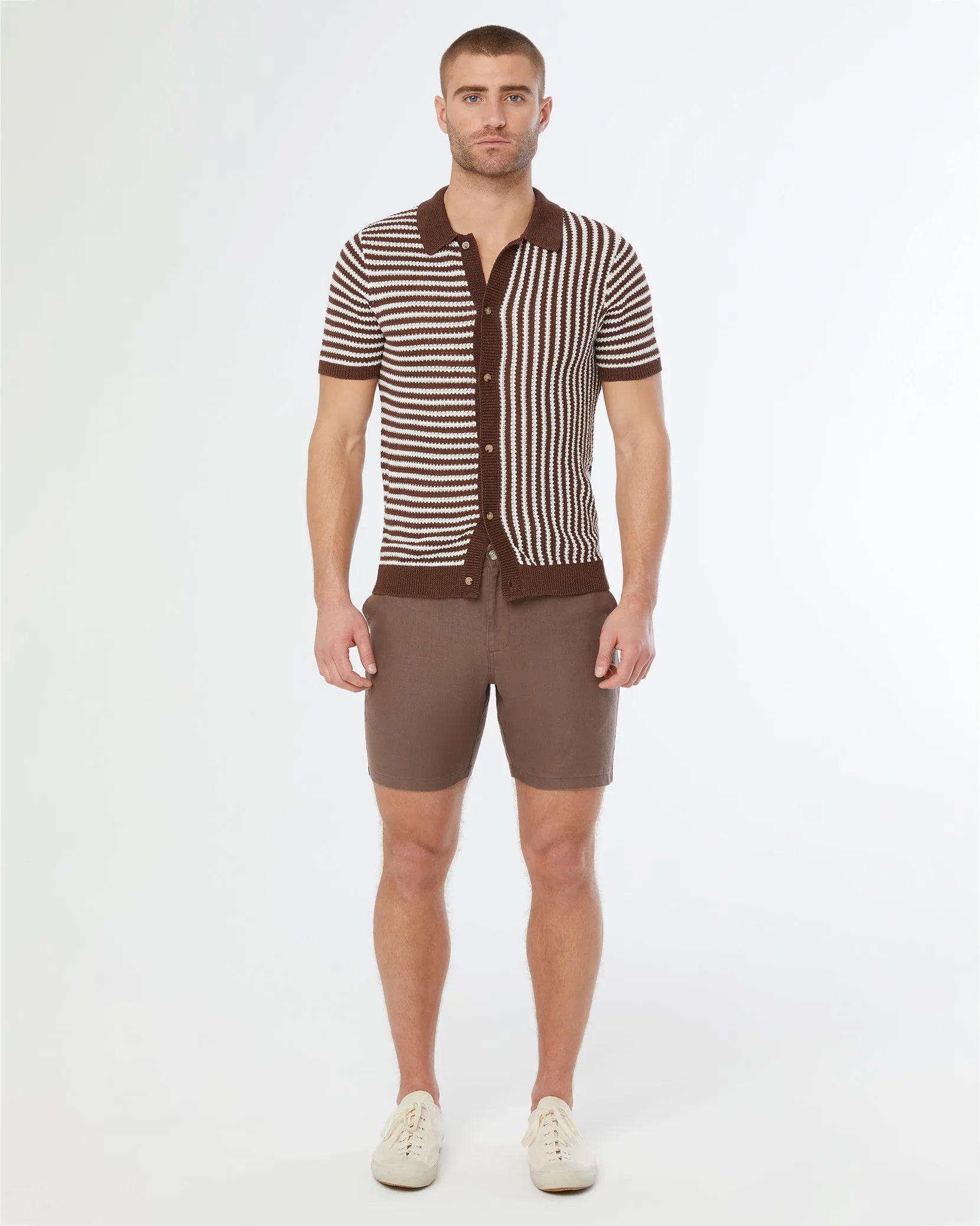 Linen Short Sleeve Button Up Sweater sold by Onia product image thumbnail 3