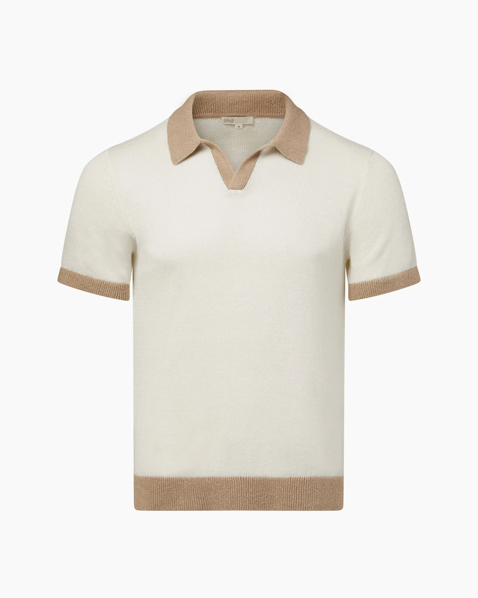 Linen Johnny Collar Polo Sweater sold by Onia