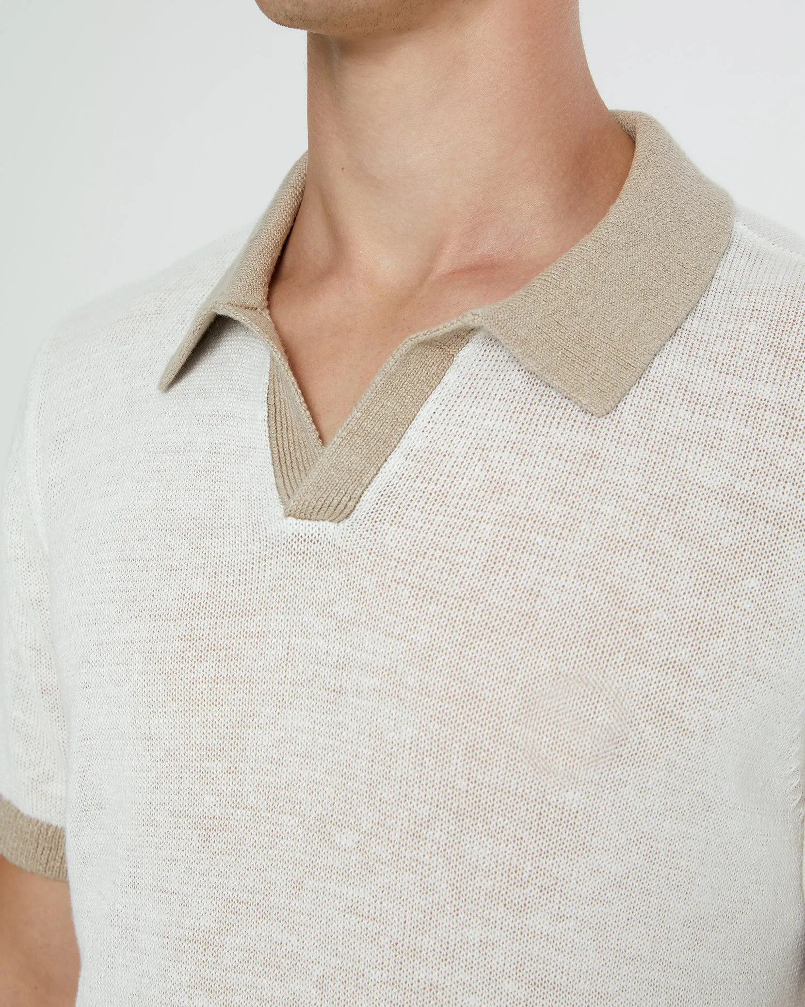 Linen Johnny Collar Polo Sweater sold by Onia product image thumbnail 4