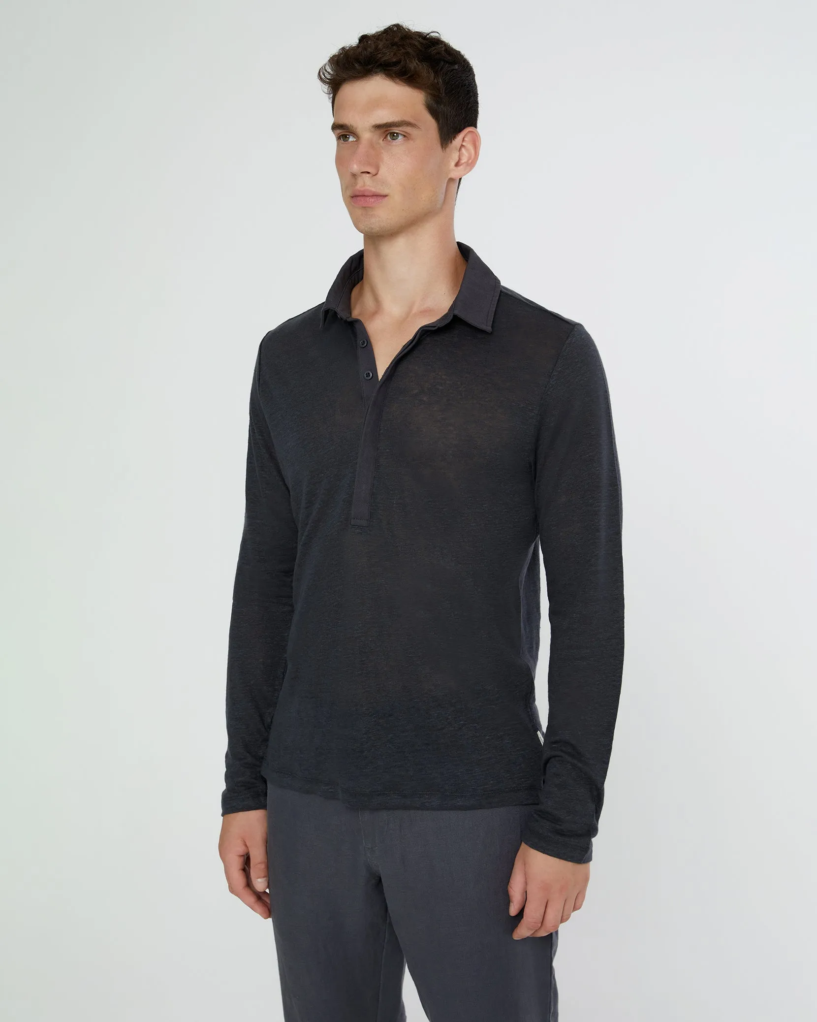 Long Sleeve Linen Polo sold by Onia product image thumbnail 3