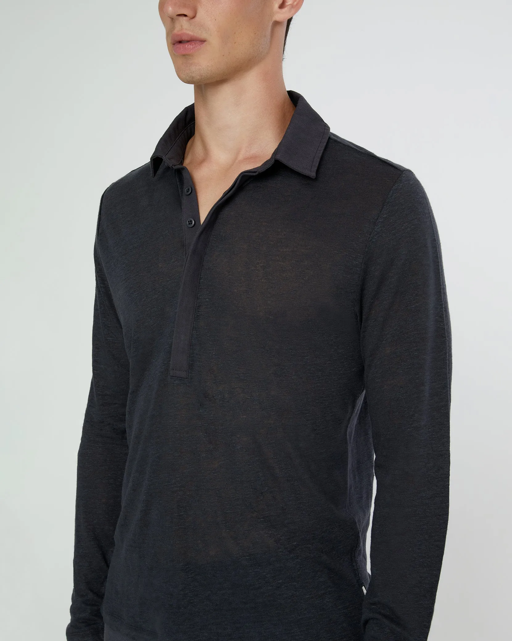 Long Sleeve Linen Polo sold by Onia product image thumbnail 4
