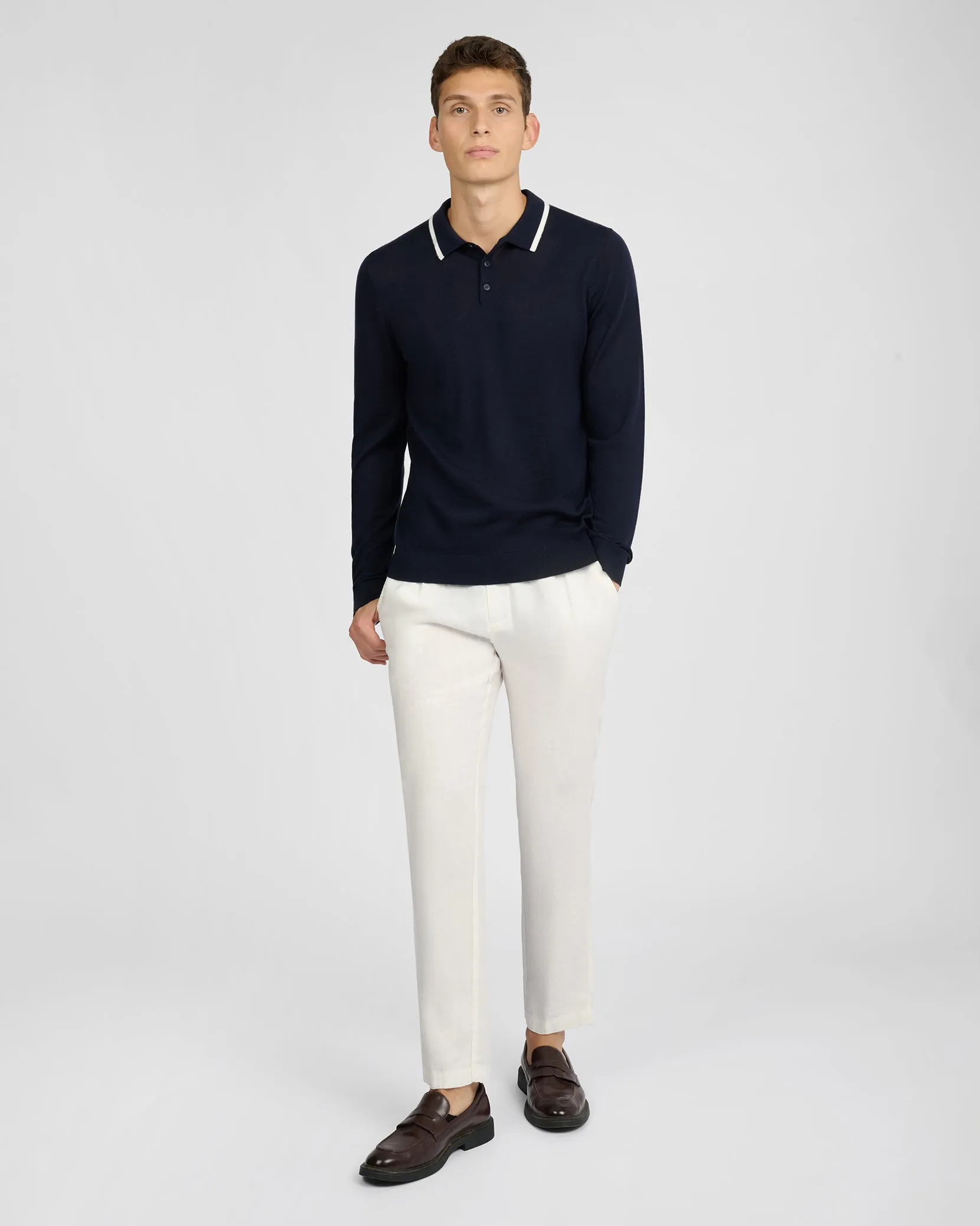 Extra Fine Merino Wool Long Sleeve Polo sold by Onia product image thumbnail 5