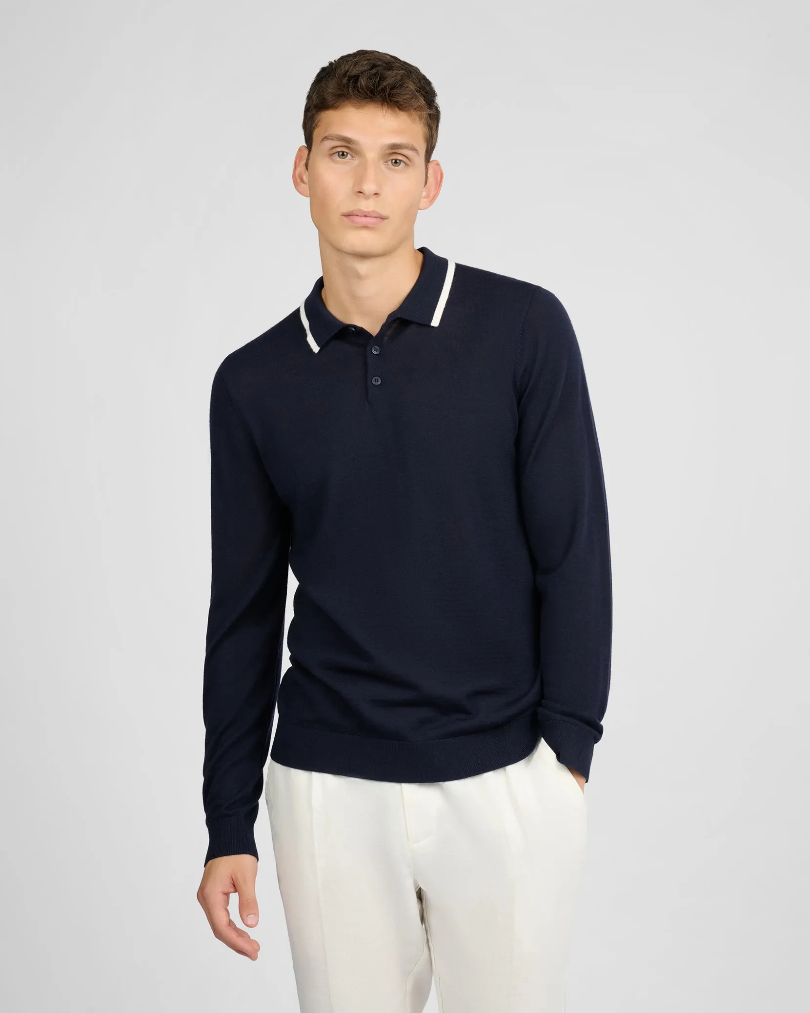 Extra Fine Merino Wool Long Sleeve Polo sold by Onia product image thumbnail 4