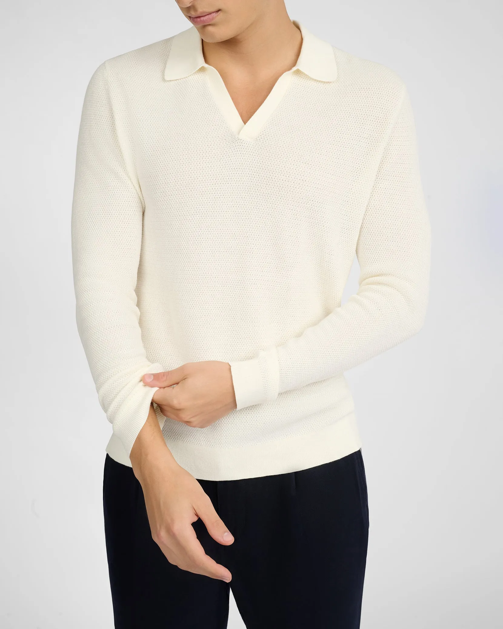 Cotton Textured Long Sleeve Johnny Polo sold by Onia product image thumbnail 2