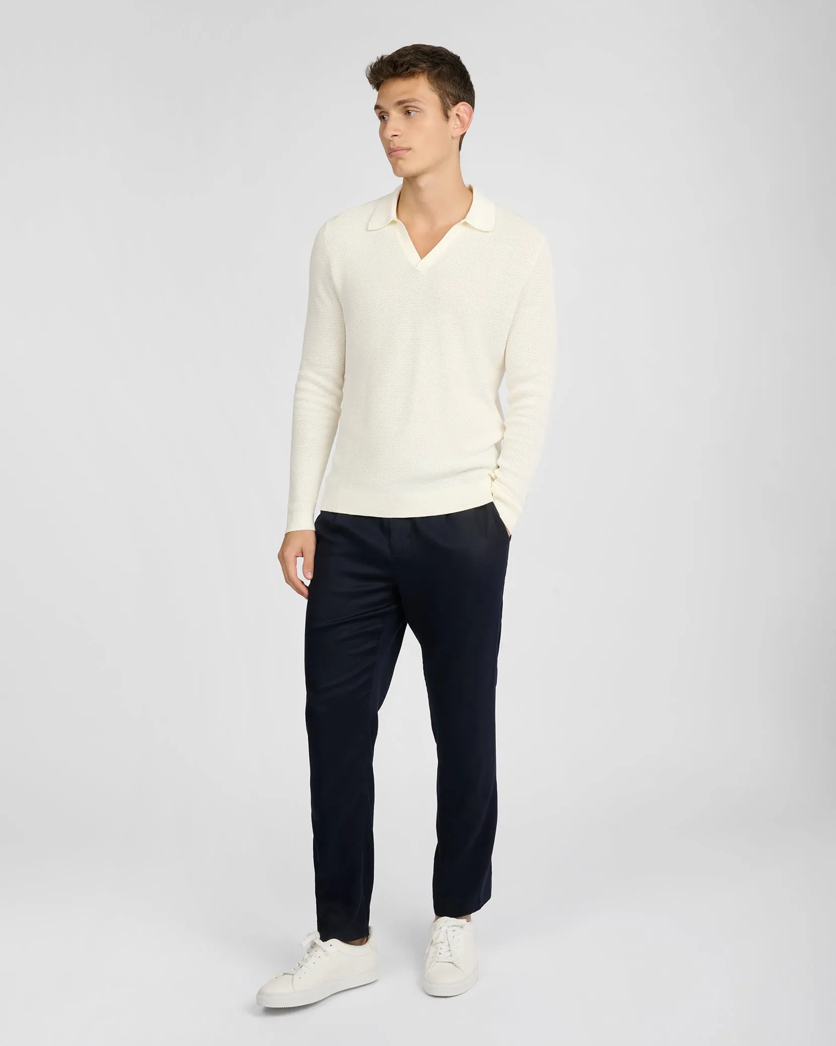 Cotton Textured Long Sleeve Johnny Polo sold by Onia product image thumbnail 4