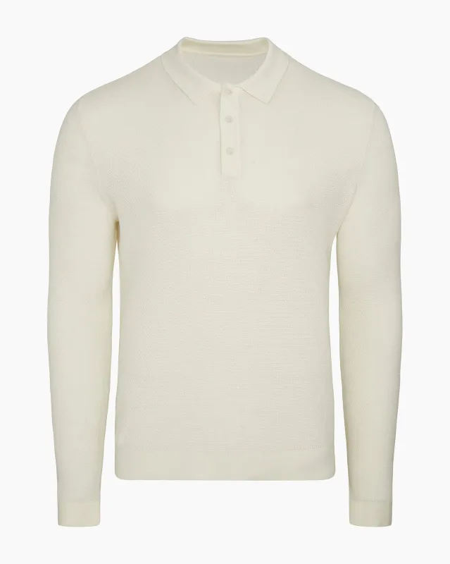 Cotton Textured Knit Long Sleeve Polo Sweatshirt sold by Onia