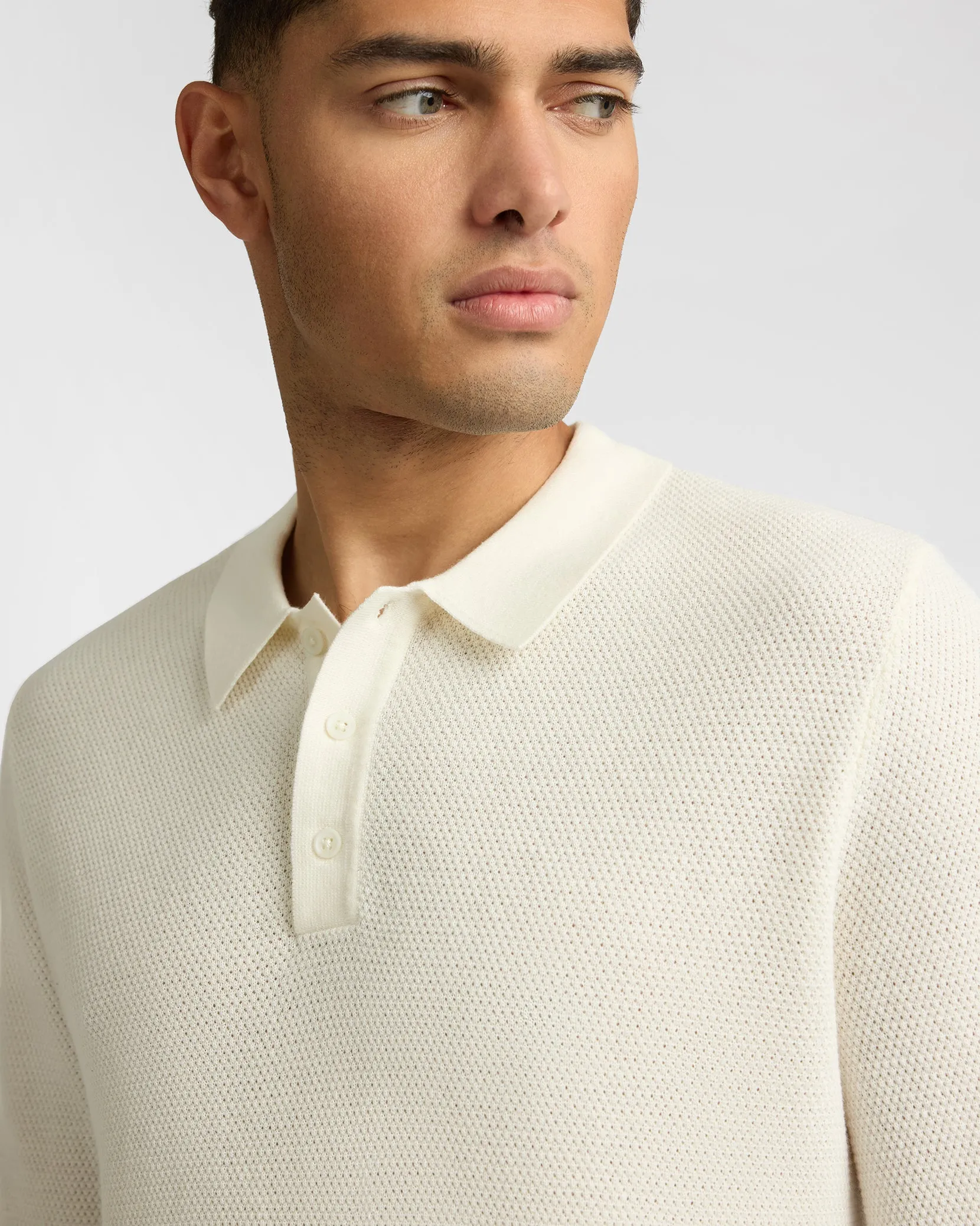 Cotton Textured Knit Long Sleeve Polo Sweatshirt sold by Onia product image thumbnail 3