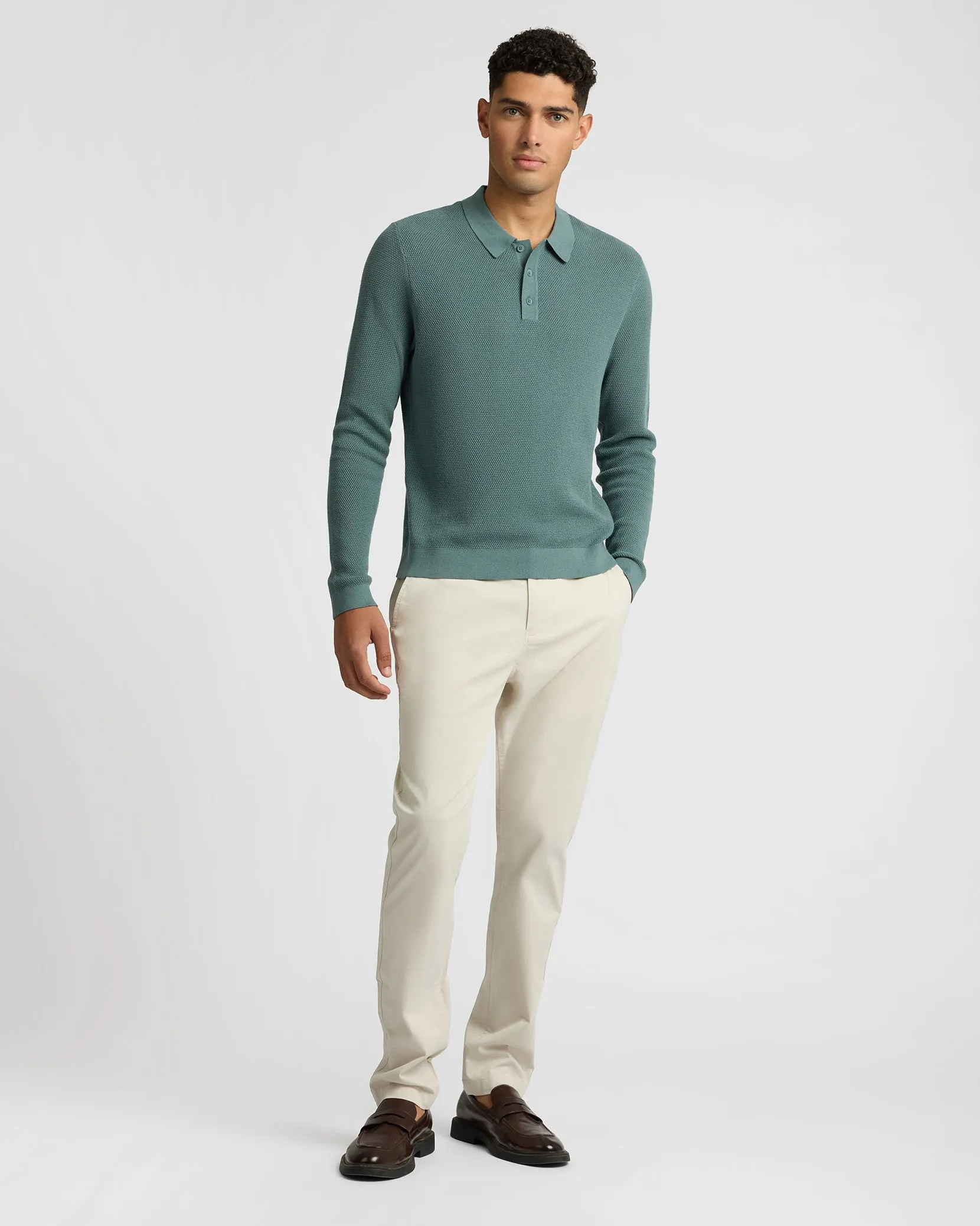 Cotton Textured Knit Long Sleeve Polo Sweatshirt sold by Onia product image thumbnail 4