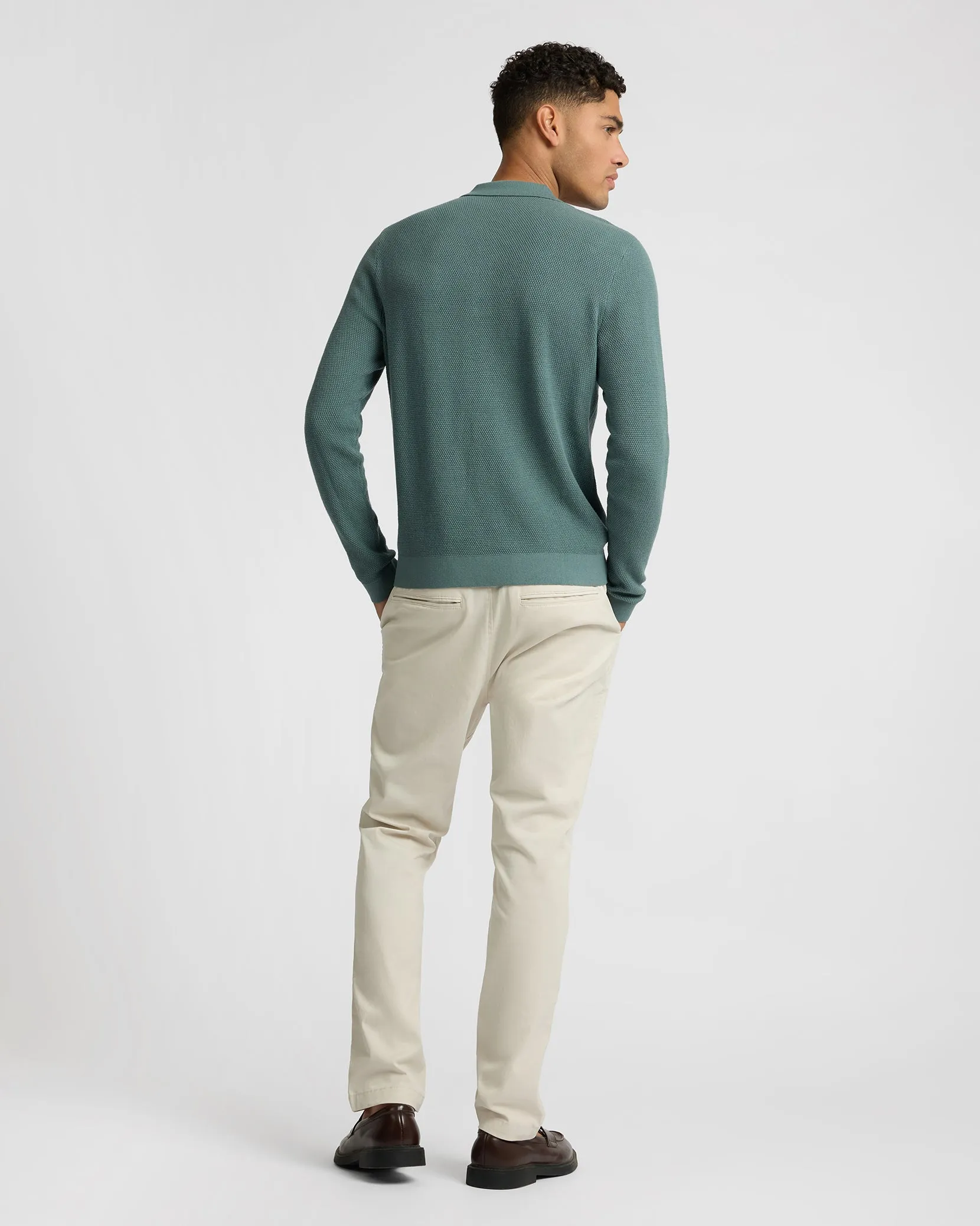 Cotton Textured Knit Long Sleeve Polo Sweatshirt sold by Onia product image thumbnail 5