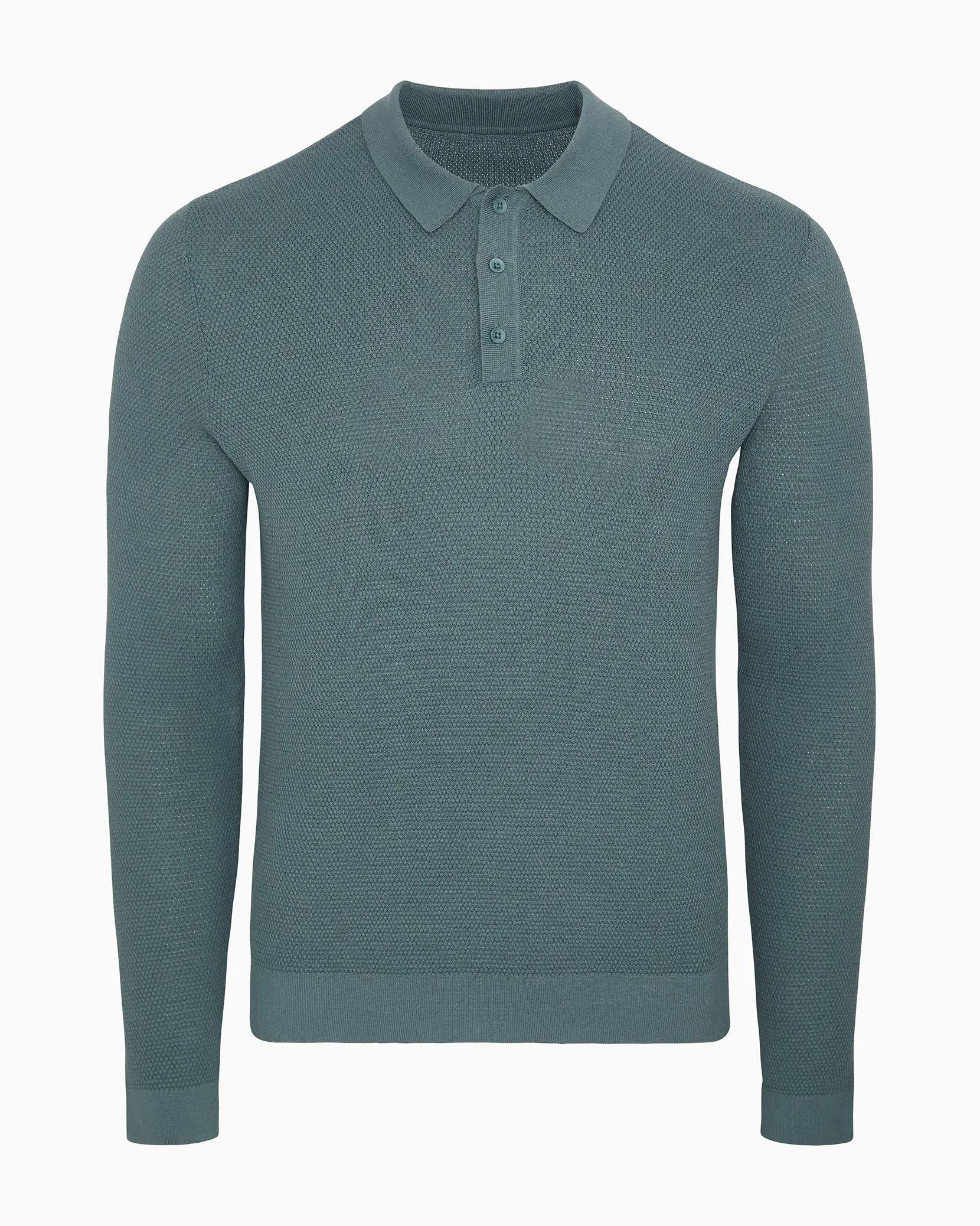 Cotton Textured Knit Long Sleeve Polo Sweatshirt sold by Onia