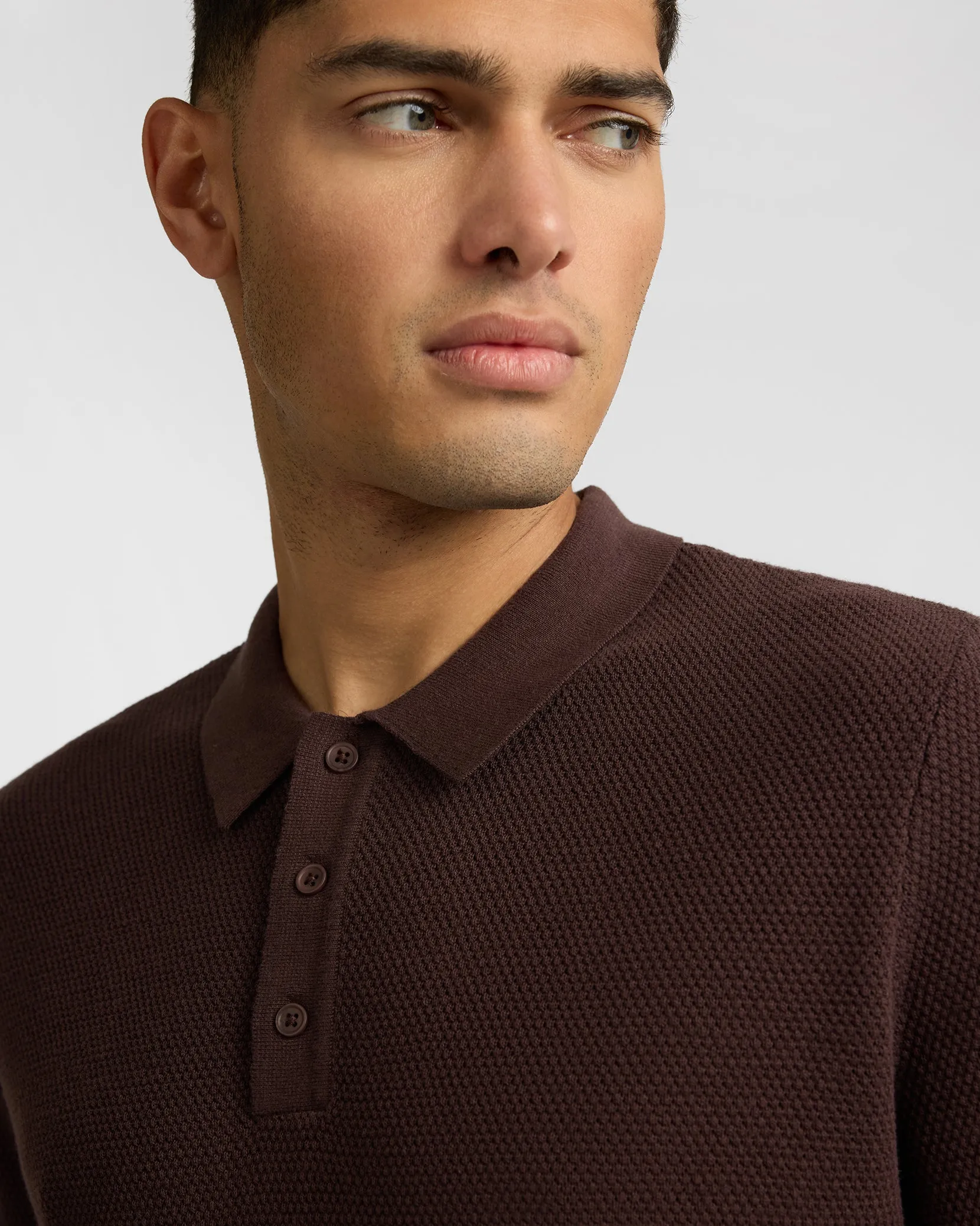 Cotton Textured Knit Long Sleeve Polo Sweatshirt sold by Onia product image thumbnail 3